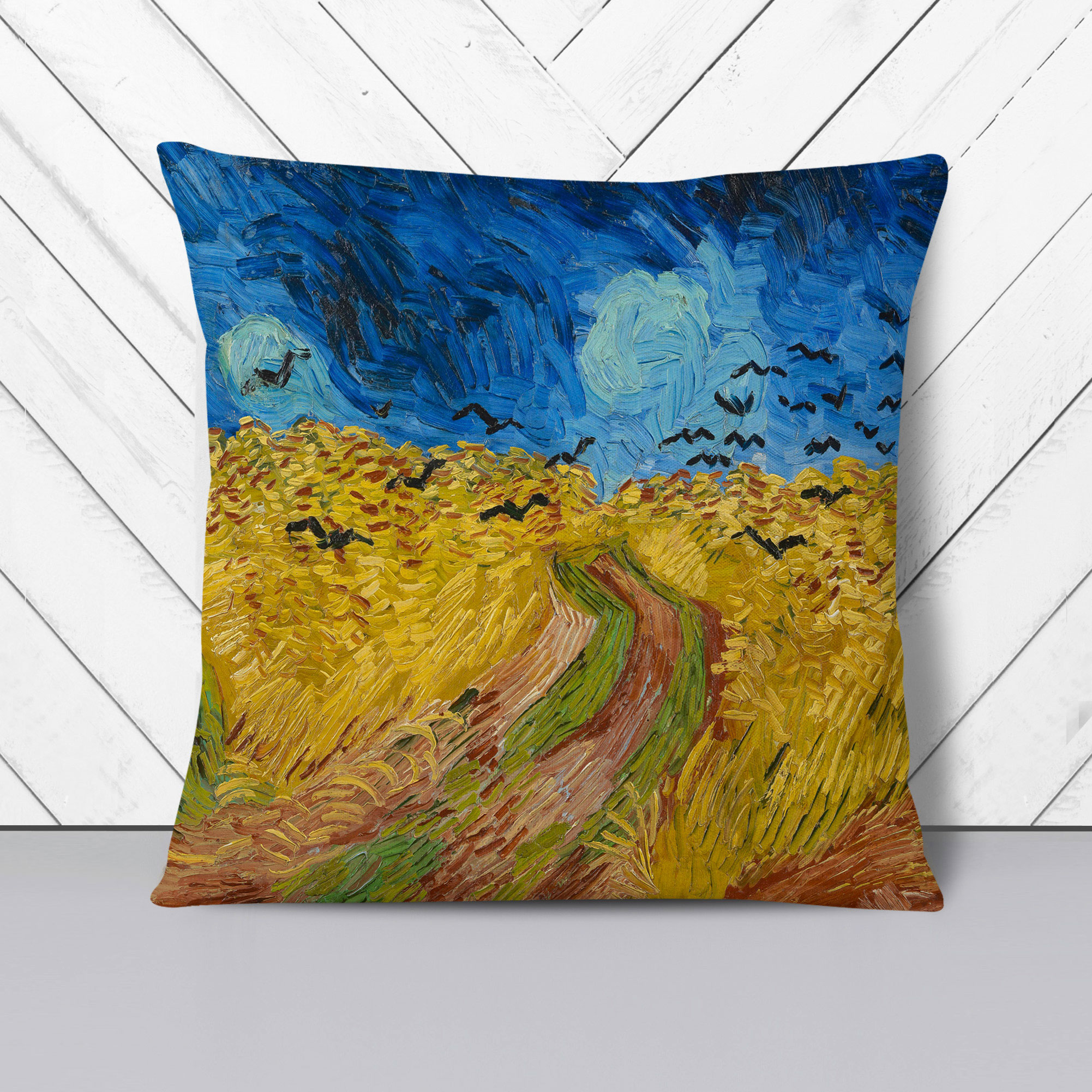 Plump Kissen Weizenfeld mit Krähen Vincent Van Gogh Dekokissenbezug - Bild 4 von 11