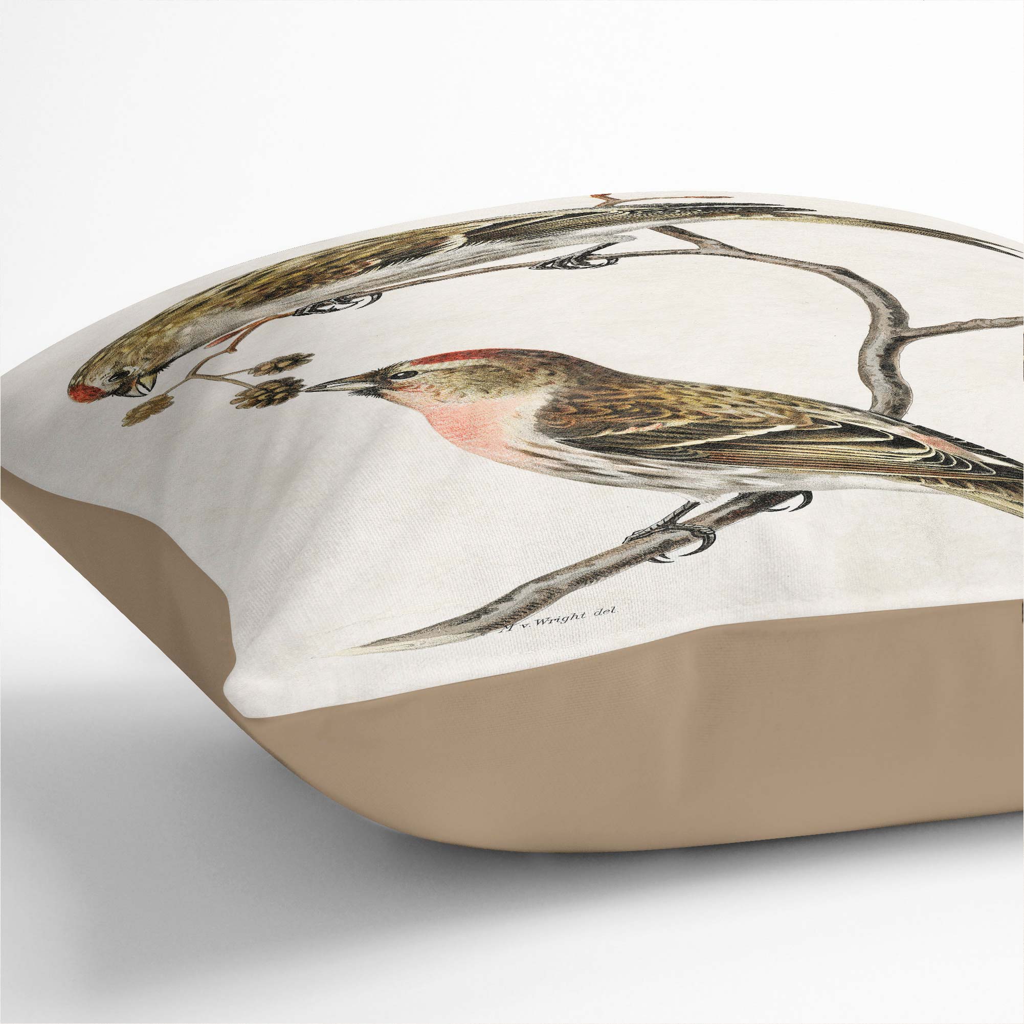 Plump Cushion Common Linnet Birds Animal Vintage Von Wright Scatter Throw Pillow - Picture 8 of 12