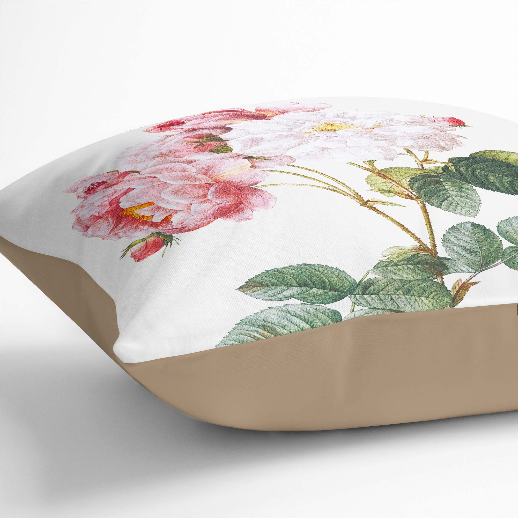 Plump Cushion Damask Roses in Pink Flowers Pierre-Joseph Redoute Scatter Pillow - Picture 8 of 12
