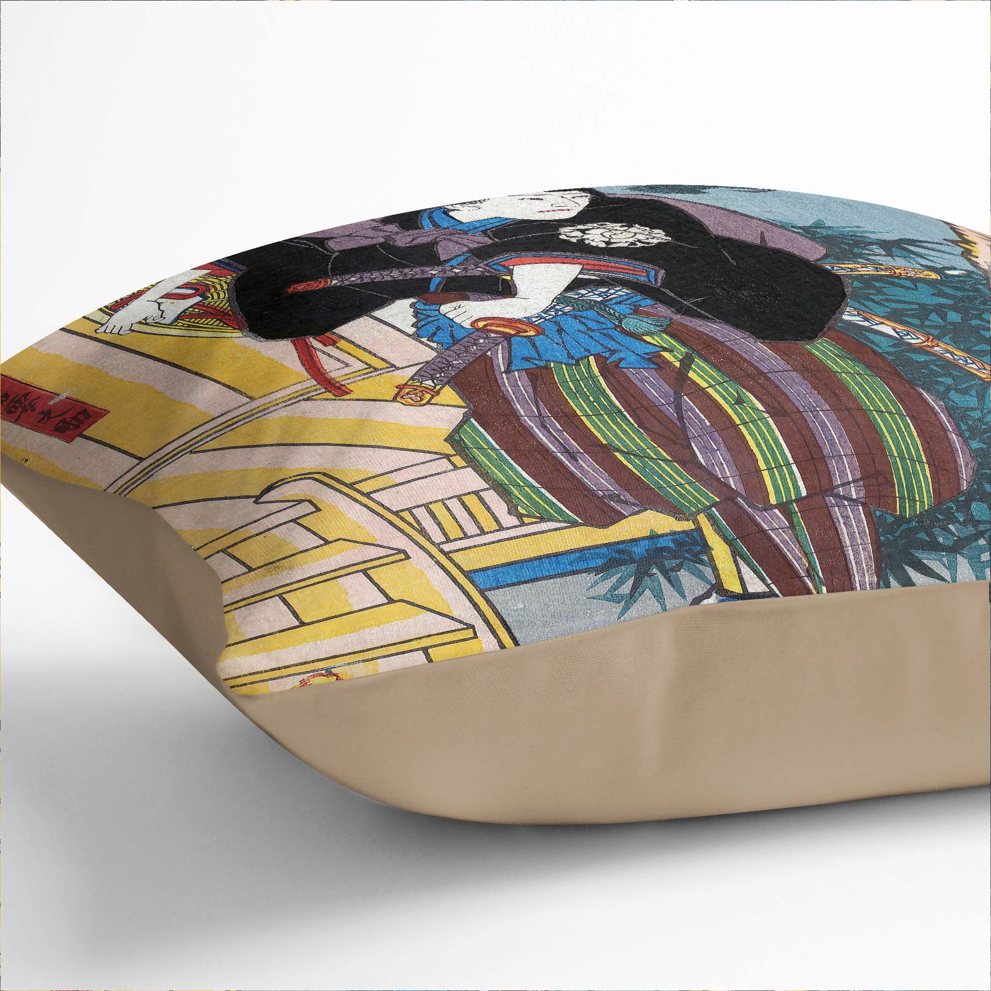 Plump Cushion Man with Two Samurai Swords Utagawa Kunisada Scatter Throw Pillow - Picture 6 of 10