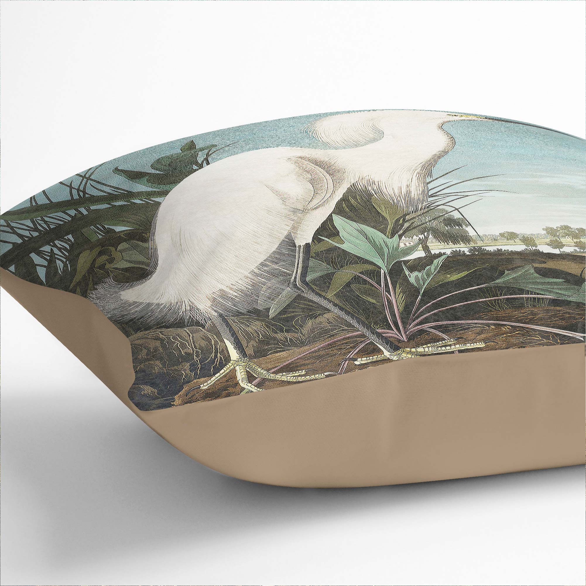 Plump Cushion Snowy Heron Flowers Bird John James Audubon Scatter Throw Pillow - Picture 8 of 12