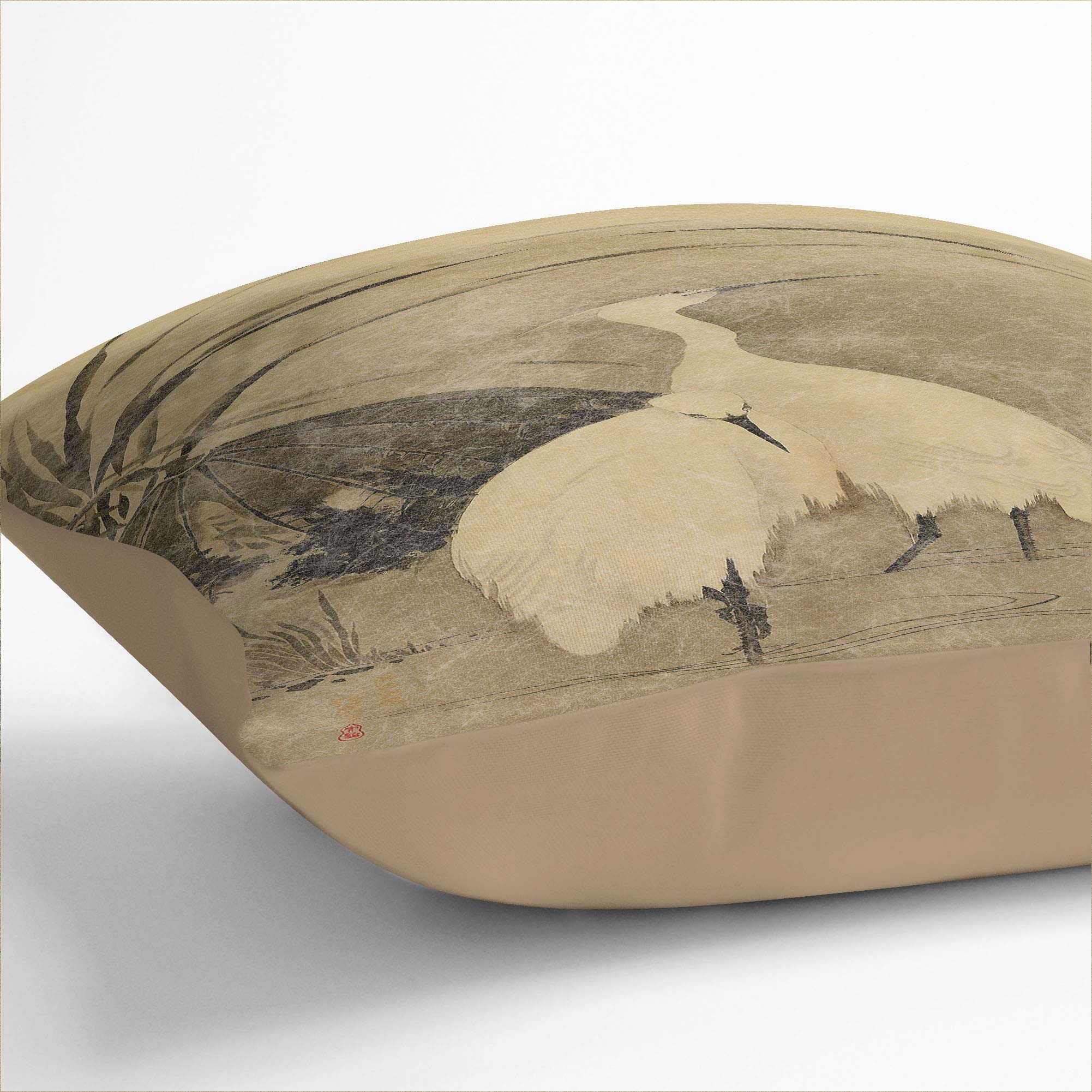 Plump Cushion Two Egrets Animal Asian Bird Sakai Hoitsu Scatter Throw Pillow - Picture 8 of 12