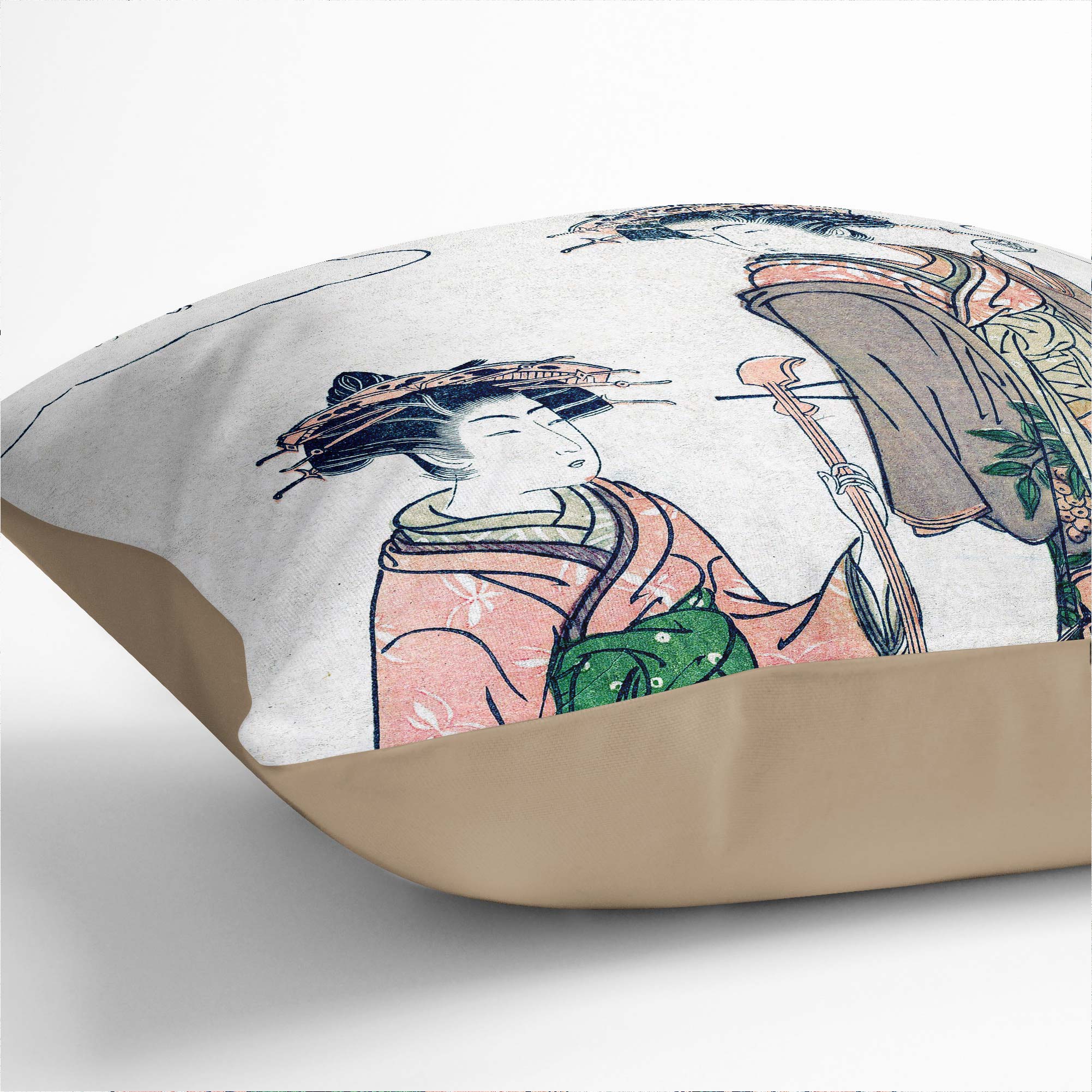 Plump Cushion Two Geisha Isoda Koryusai Soft Scatter Throw Pillow Cover Filled - Picture 6 of 10