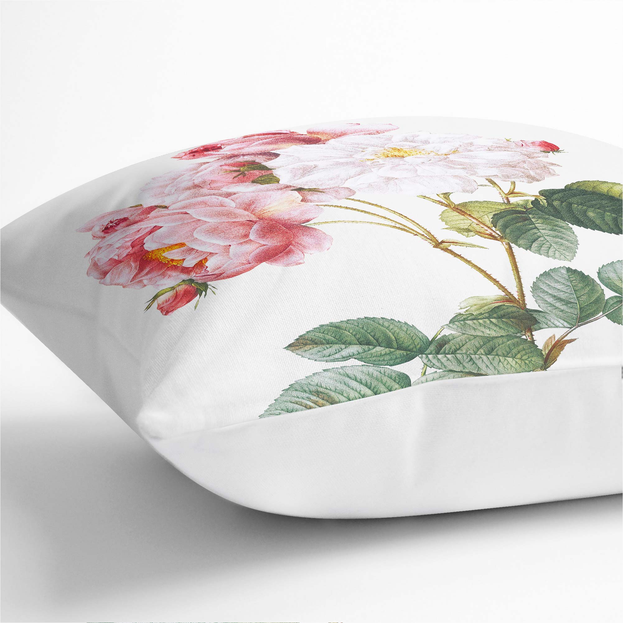 Plump Cushion Damask Roses in Pink Flowers Pierre-Joseph Redoute Scatter Pillow - Picture 6 of 12