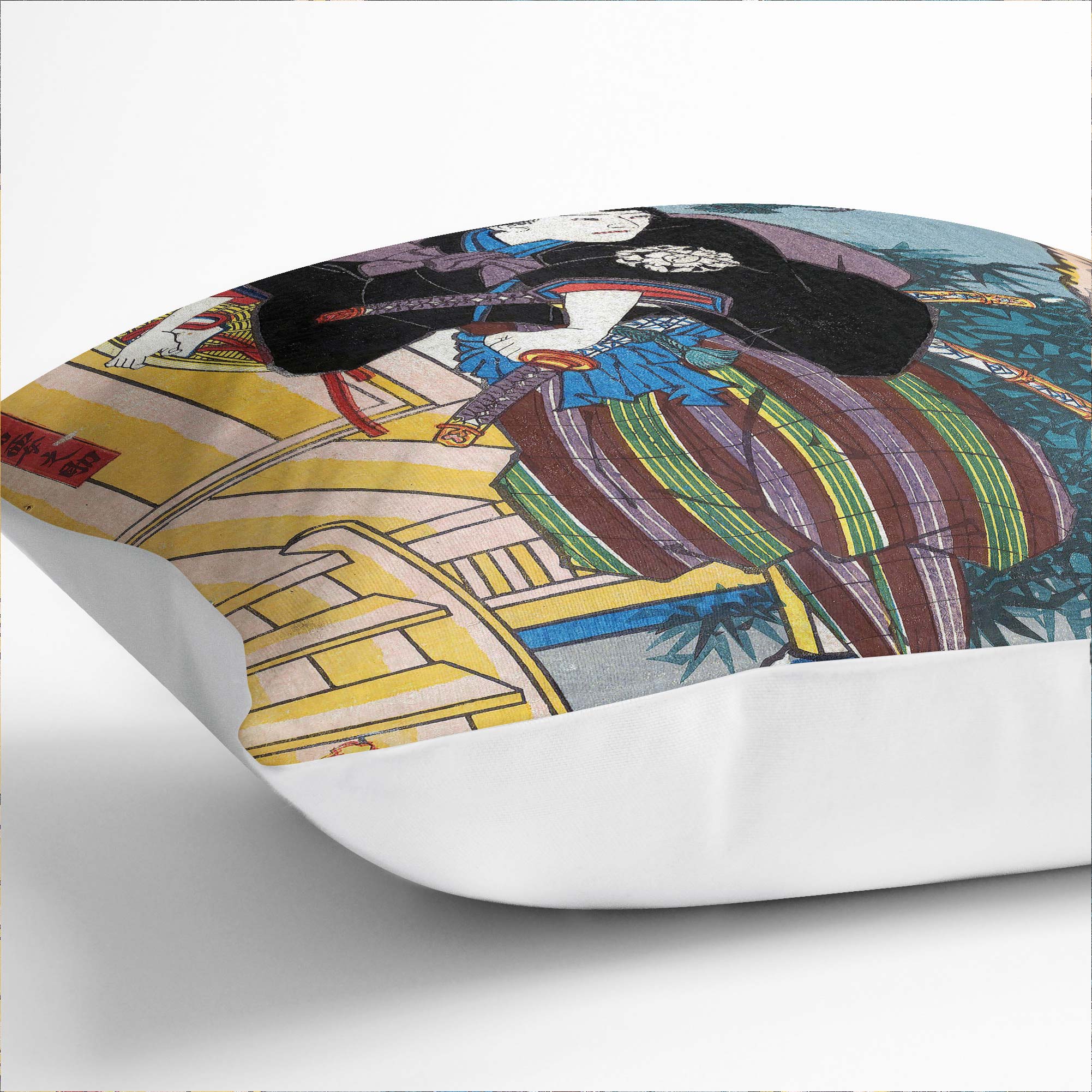 Plump Cushion Man with Two Samurai Swords Utagawa Kunisada Scatter Throw Pillow - Picture 4 of 10