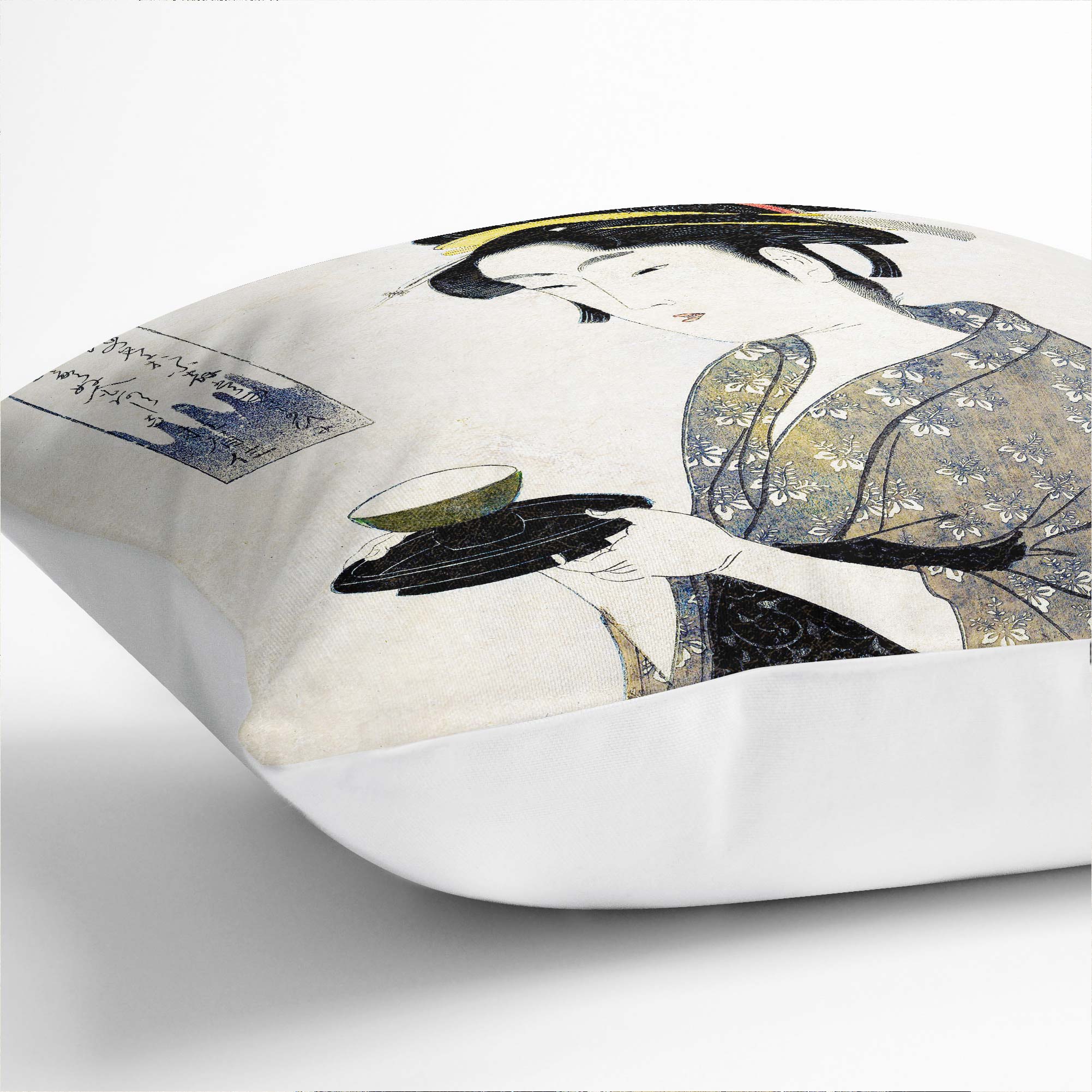 Plump Cushion Serving Tea Kitagawa Utamaro Scatter Throw Pillow Cover Filled - Picture 4 of 10
