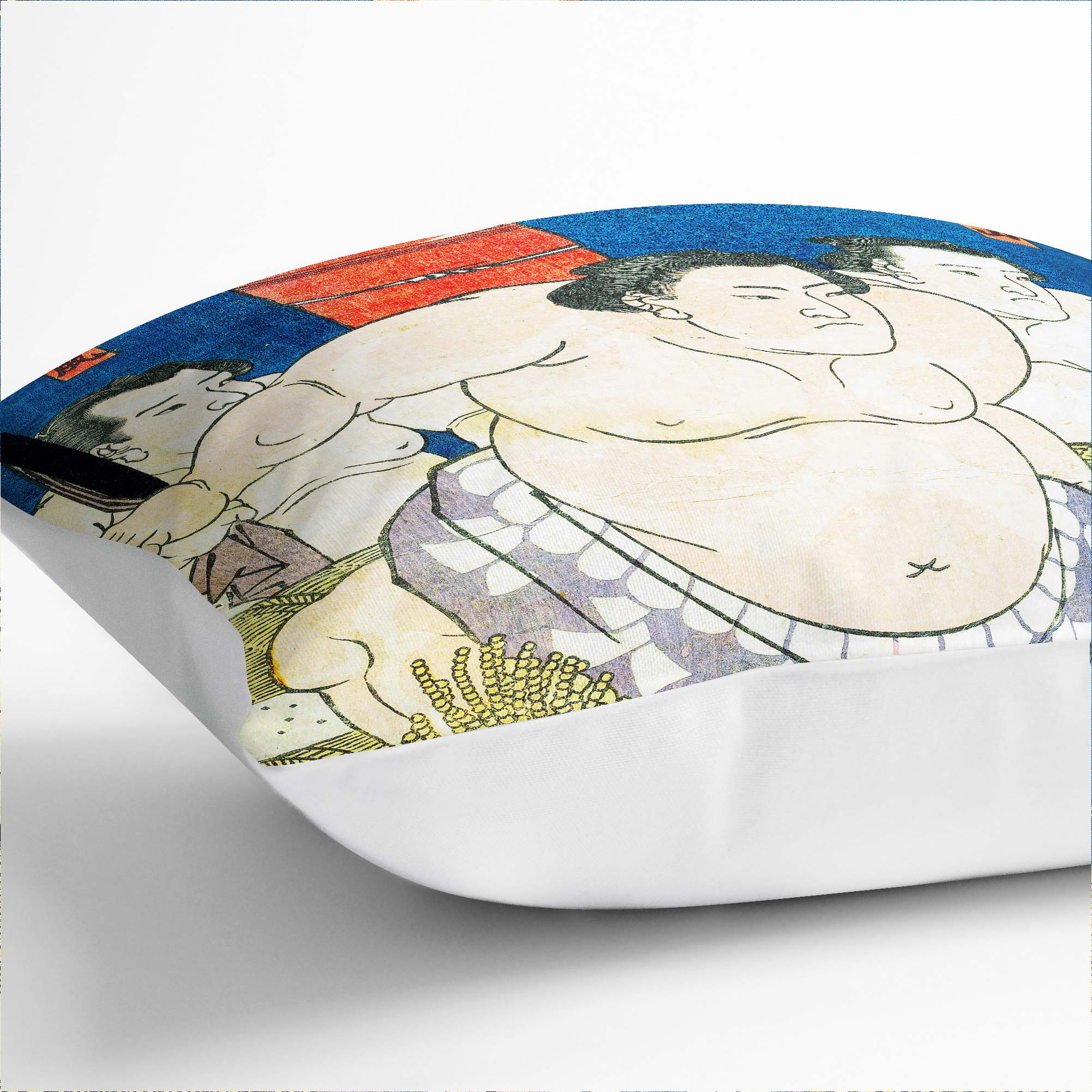 Plump Cushion Three Sumo Wrestlers Utagawa Kunisada Scatter Throw Pillow Cover - Picture 4 of 10