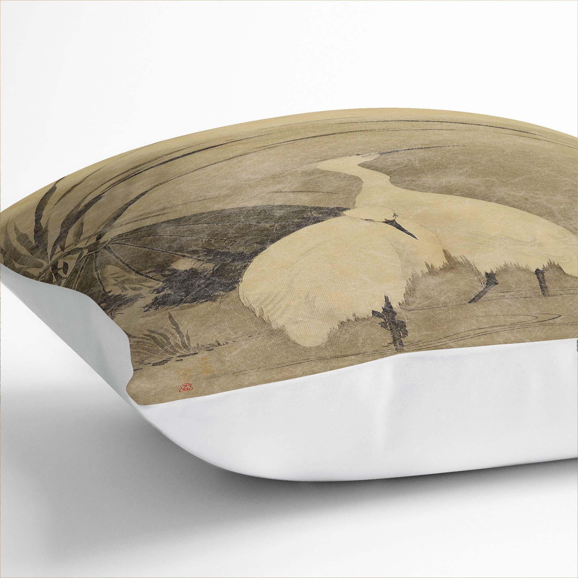 Plump Cushion Two Egrets Animal Asian Bird Sakai Hoitsu Scatter Throw Pillow - Picture 6 of 12