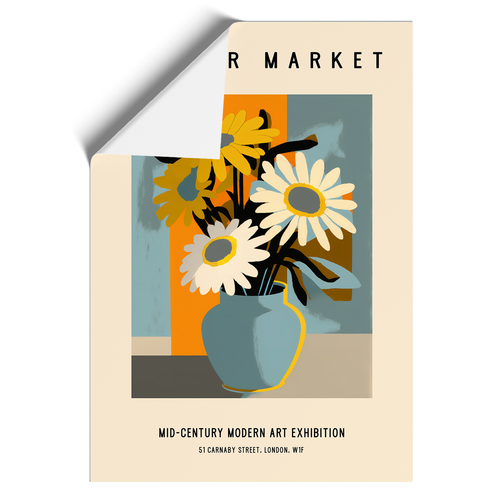 Mid Century Blumenmarkt Ausstellung Nr.3 Wandbild Druck gerahmtes Bild Poster - Bild 8 von 8