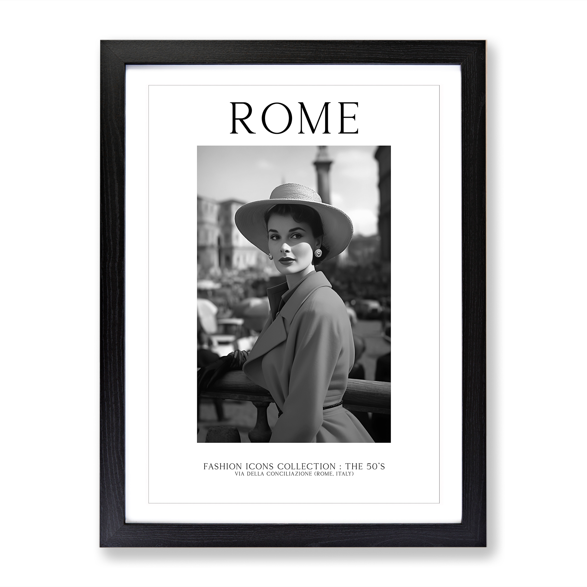 Mode Ikonen Frau Rom Italien Wandbild Druck gerahmt Reise Bild Poster - Bild 5 von 8