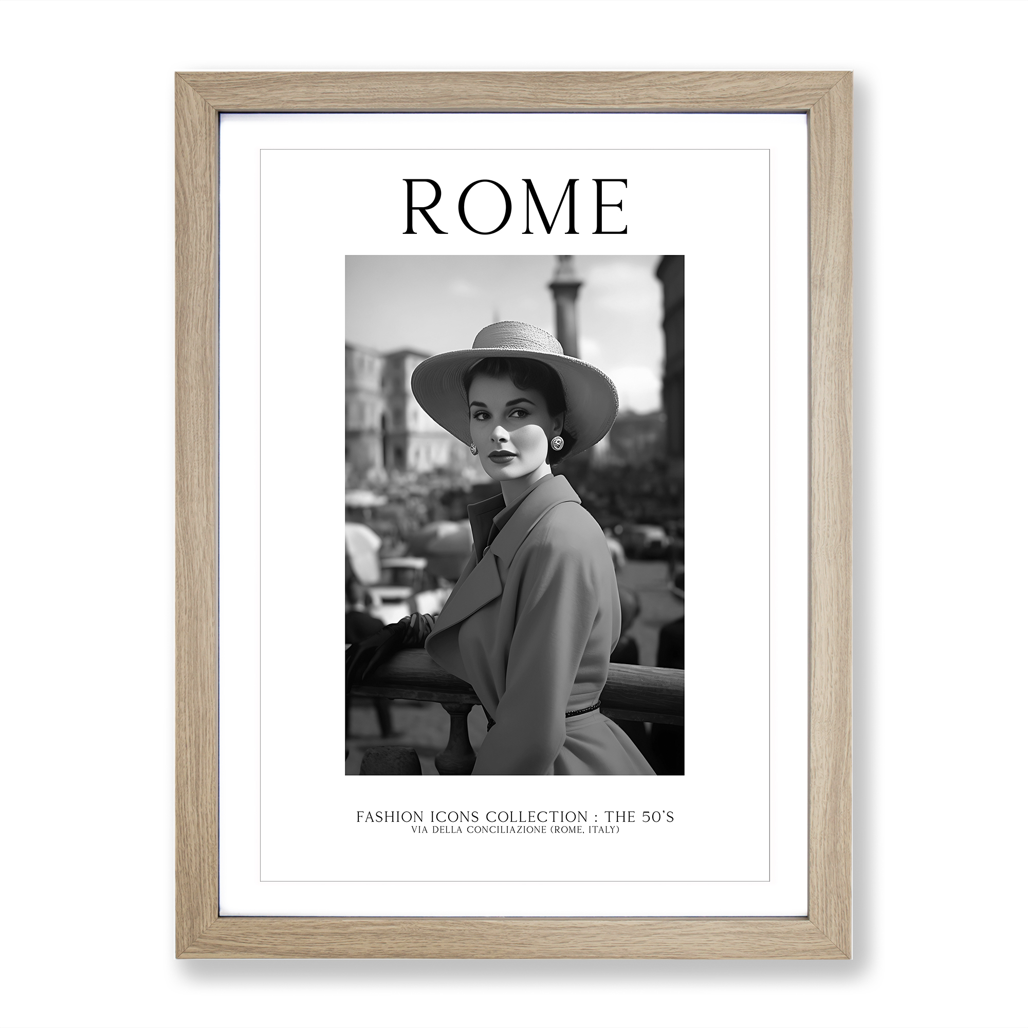 Mode Ikonen Frau Rom Italien Wandbild Druck gerahmt Reise Bild Poster - Bild 6 von 8