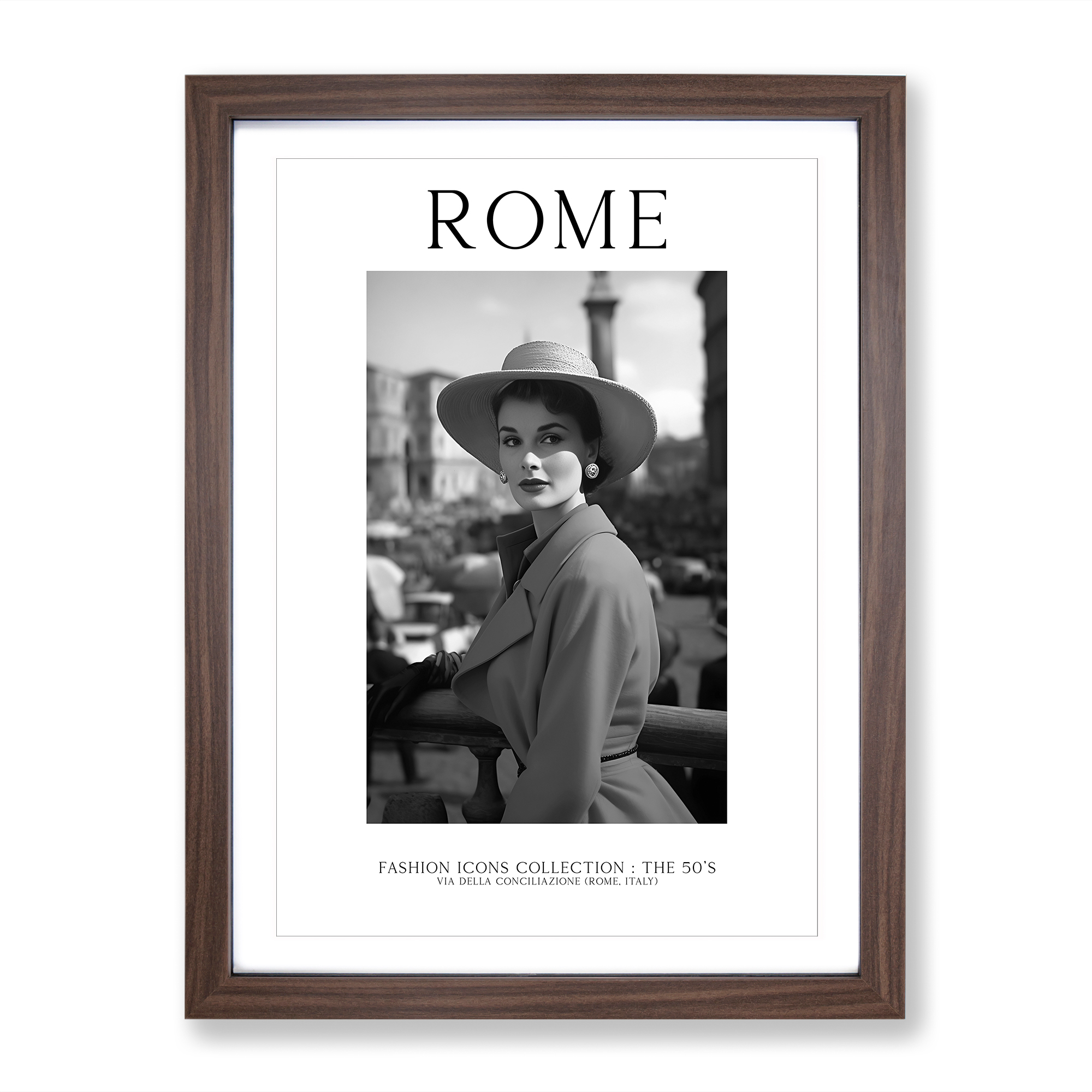 Mode Ikonen Frau Rom Italien Wandbild Druck gerahmt Reise Bild Poster - Bild 7 von 8