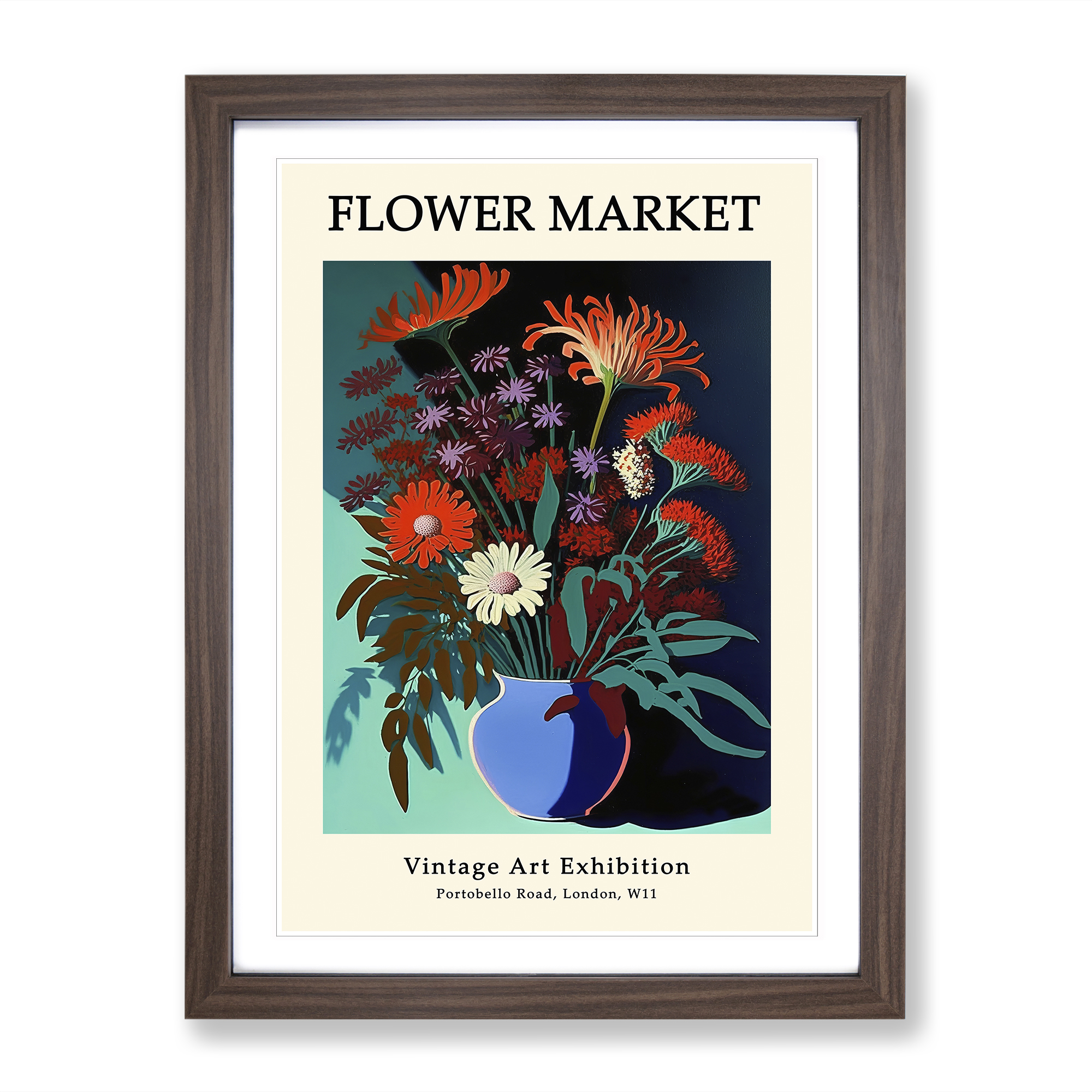 Vintage Flower Market Exhibition No.1 Wall Art Print Framed Picture
