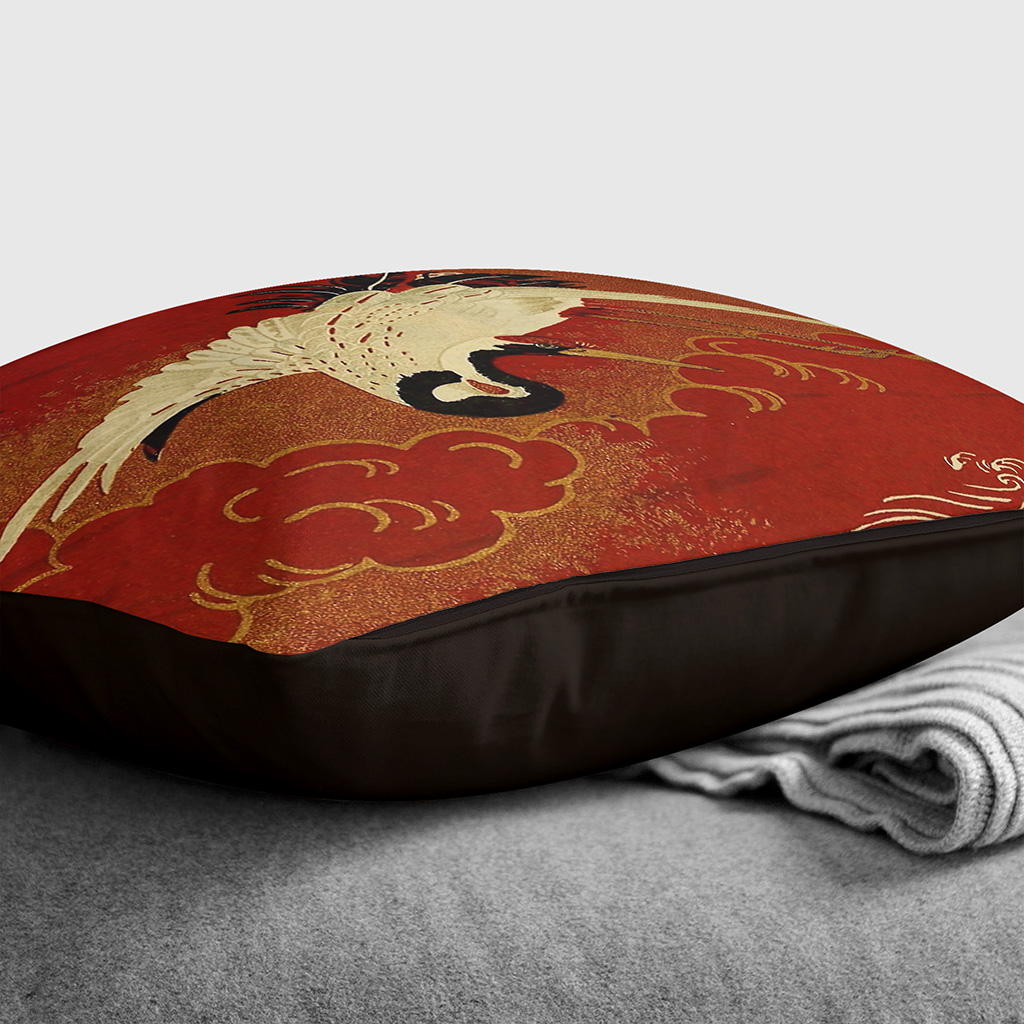 Plump Cushion Crane Flying over the Sea Japanese Oriental Scatter Throw Pillow - Picture 11 of 13