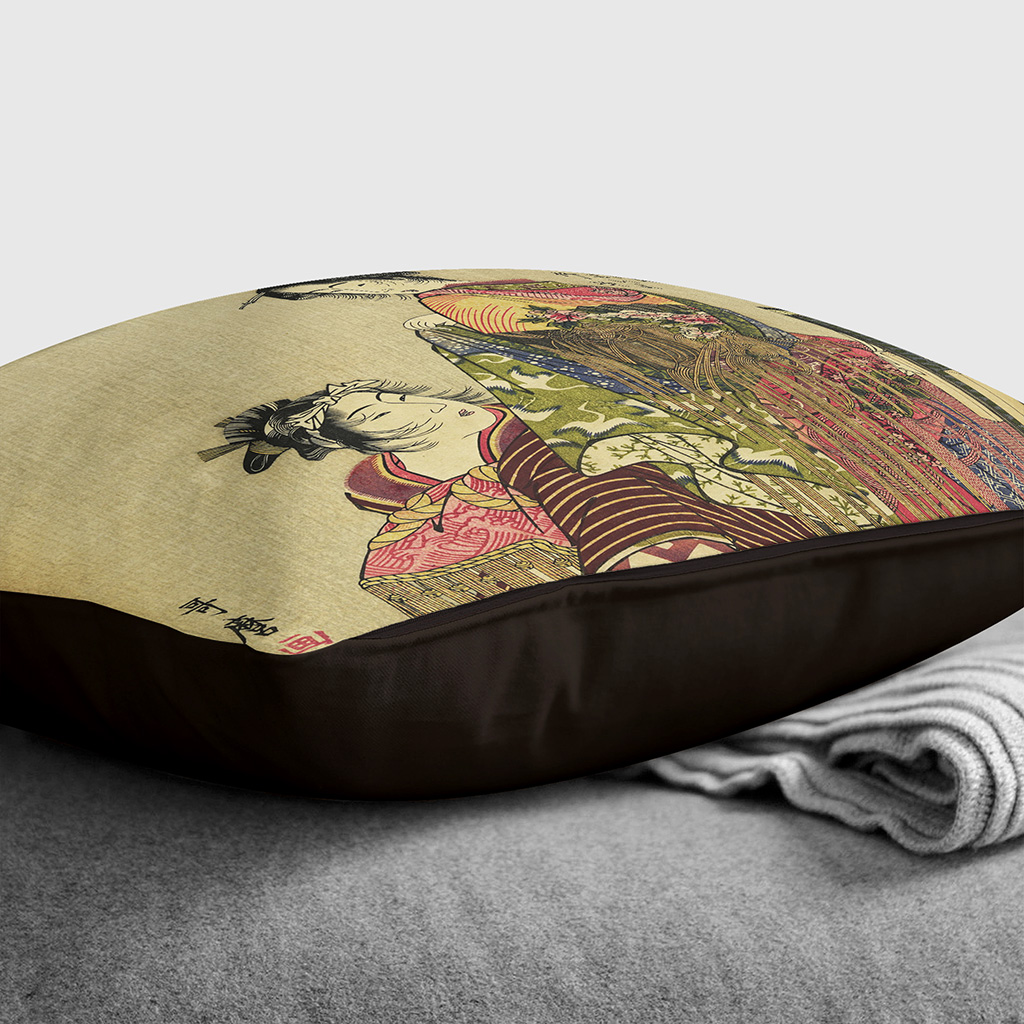 Plump Cushion Kitagawa Utamaro Vintage Japanese Oriental (13) Throw Pillow - Picture 11 of 13