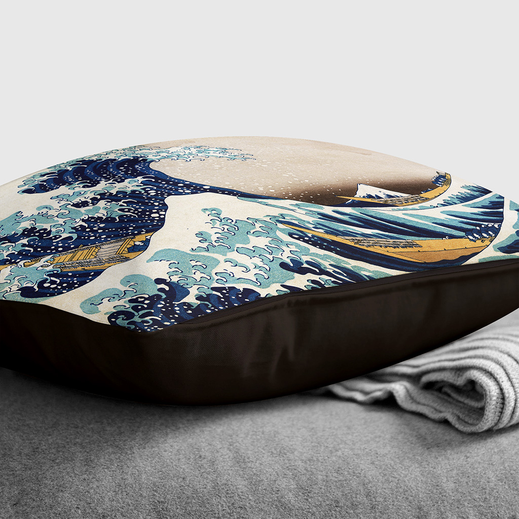 Plump Cushion Hokusai Under the Great Wave of off Kanagawa Scatter Throw Pillow - Picture 11 of 13