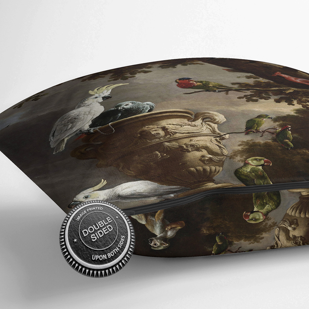 Plump Cushion Melchior d'Hondecoeter Monkeys and Birds Scatter Throw Pillow - Picture 13 of 13