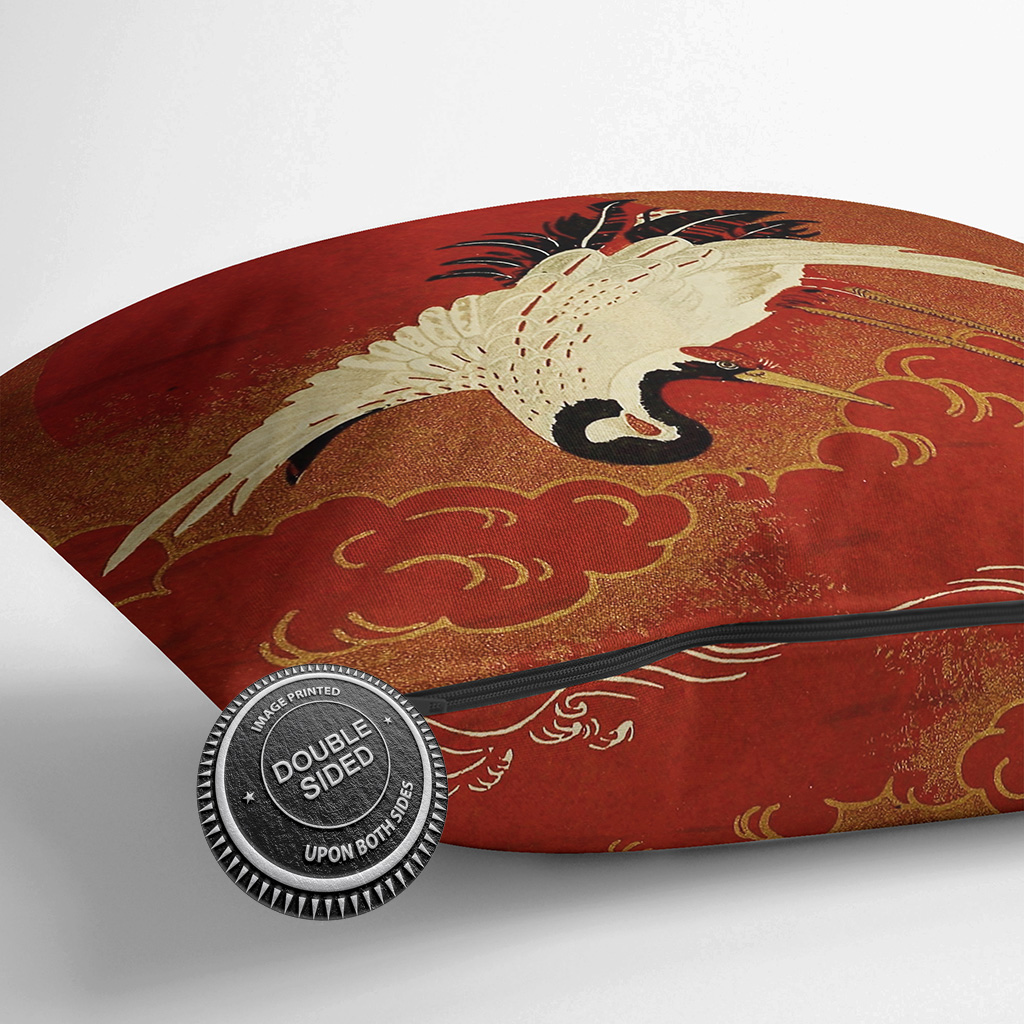 Plump Cushion Crane Flying over the Sea Japanese Oriental Scatter Throw Pillow - Picture 13 of 13