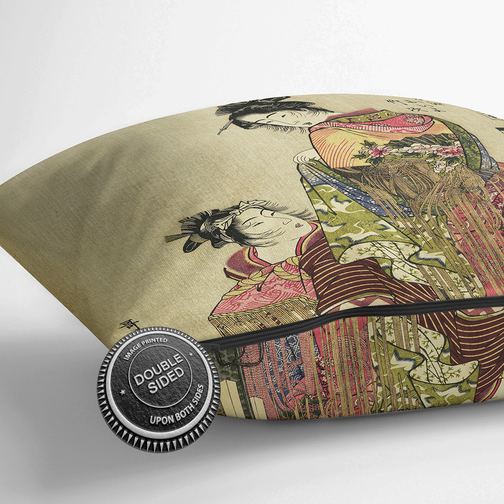 Plump Cushion Kitagawa Utamaro Vintage Japanese Oriental (13) Throw Pillow - Picture 13 of 13