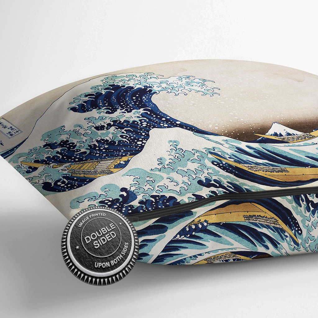Plump Cushion Hokusai Under the Great Wave of off Kanagawa Scatter Throw Pillow - Picture 13 of 13