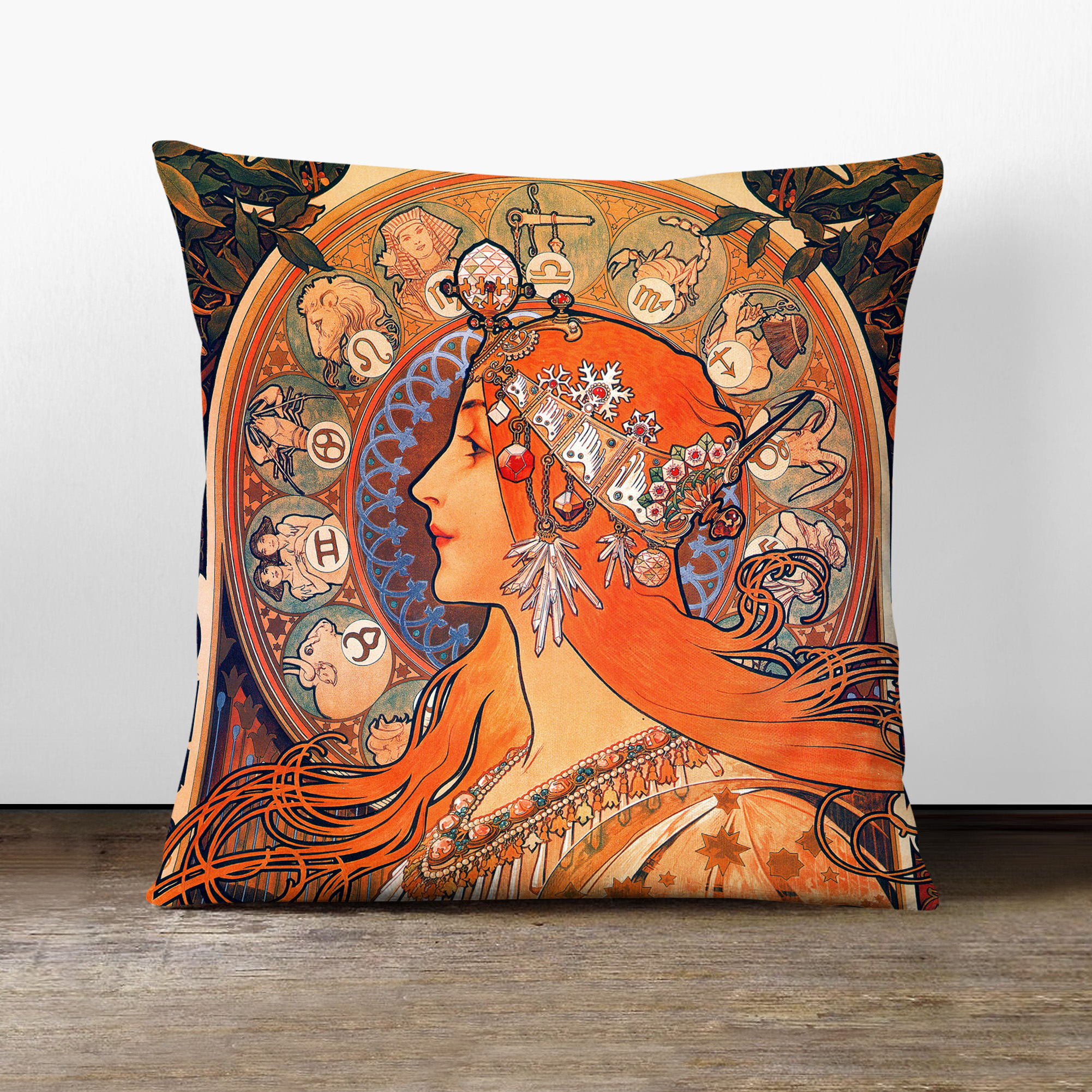 Alphonse Mucha Tierkreis 1 x weiches Kissen und Bezug Sofa Schlafkissen - Bild 6 von 13