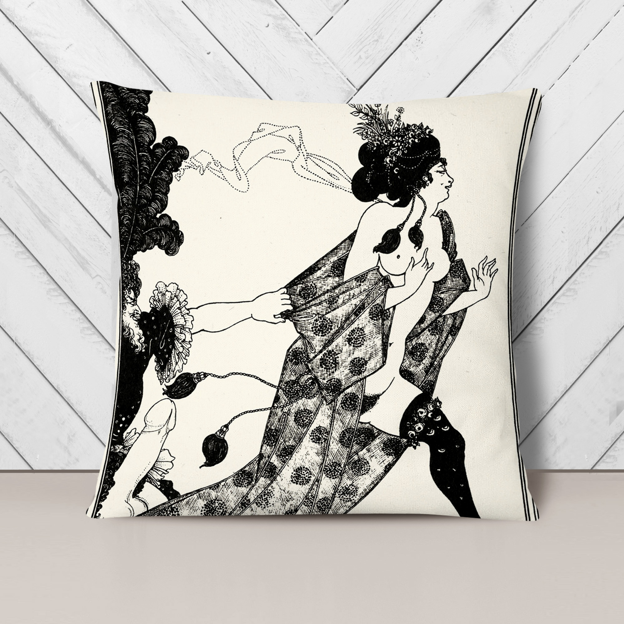 Plump Cushion Aubrey Beardsley Nude Lady Scatter Throw Pillow Case Cover  Filled