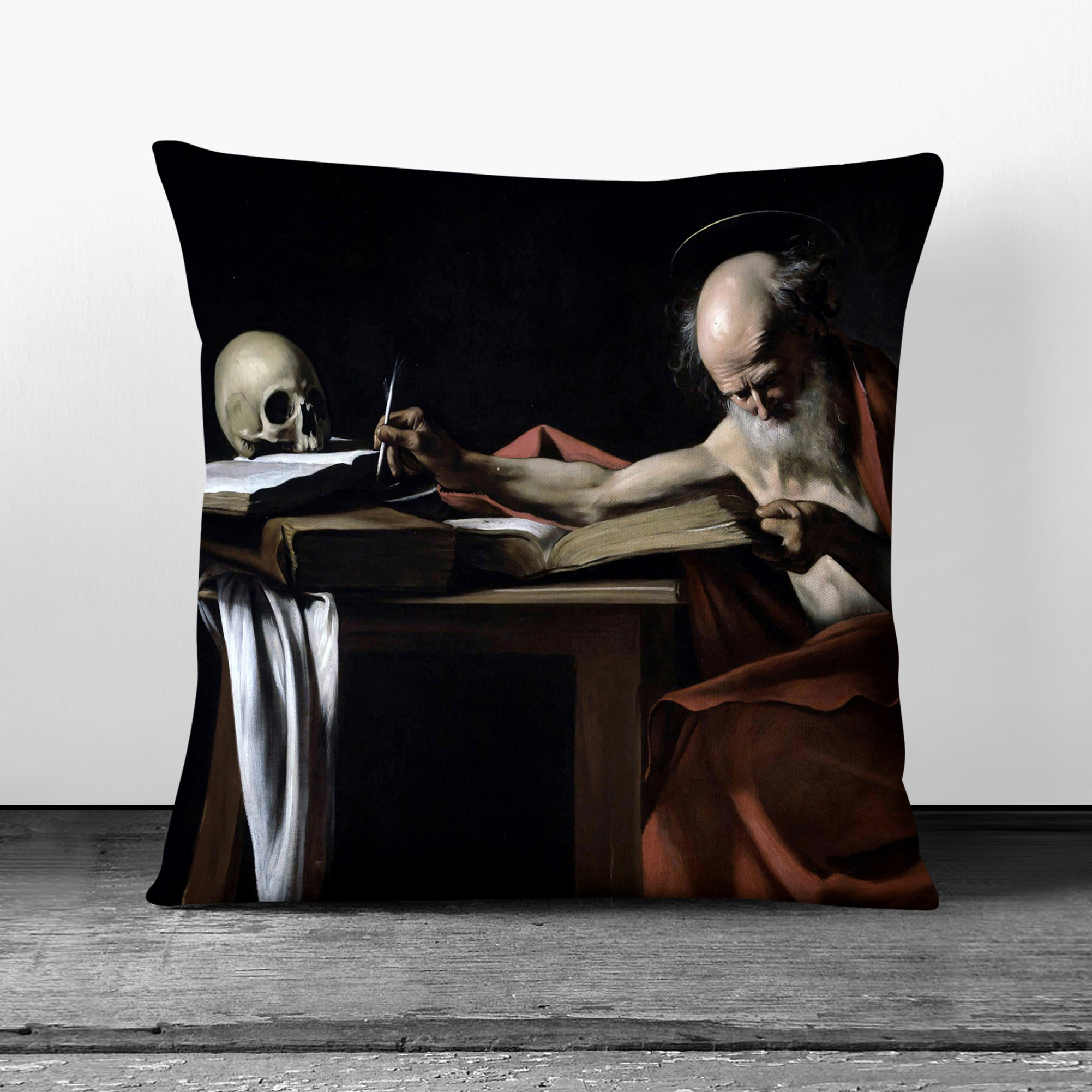 Plump Cushion Michelangelo Caravaggio Saint Gerome Writing Scatter Throw Pillow - Picture 6 of 13