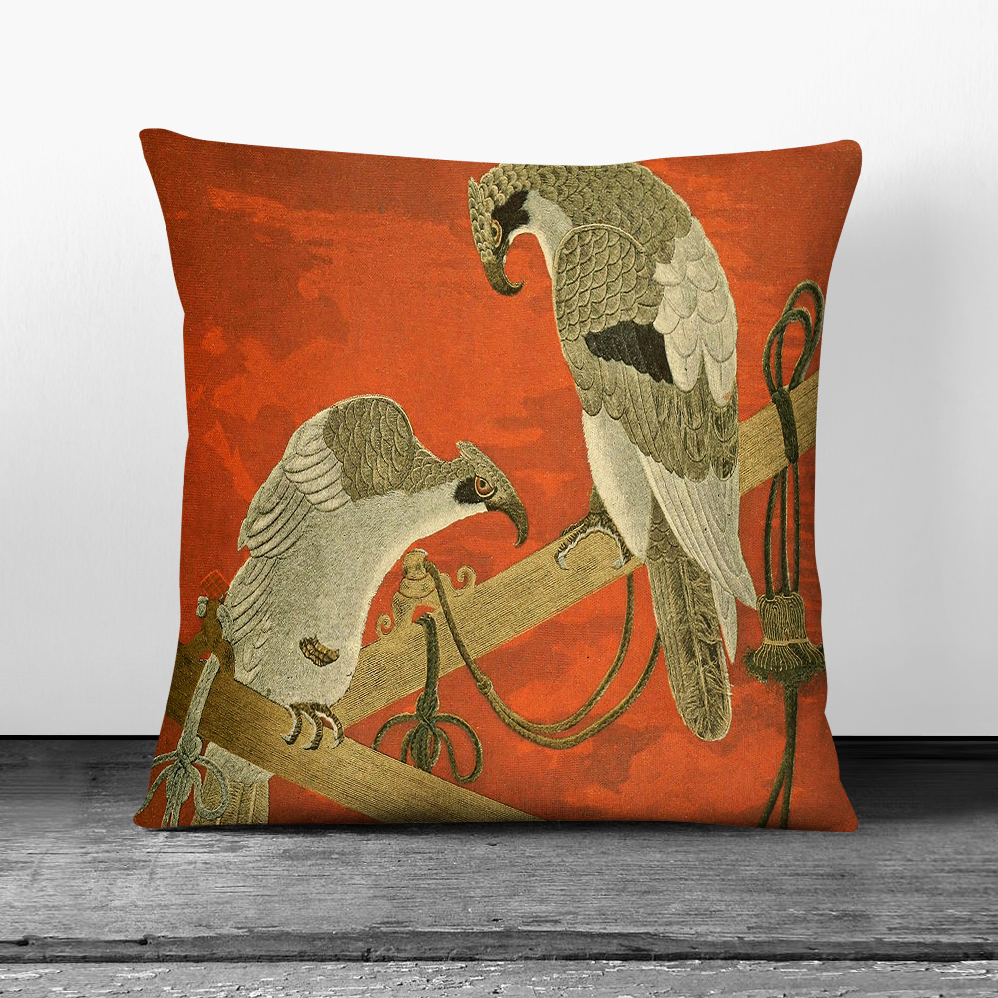 Plump Cushion Fukusa Birds Japanese Oriental Scatter Throw Pillow Cover Filled - Picture 6 of 13