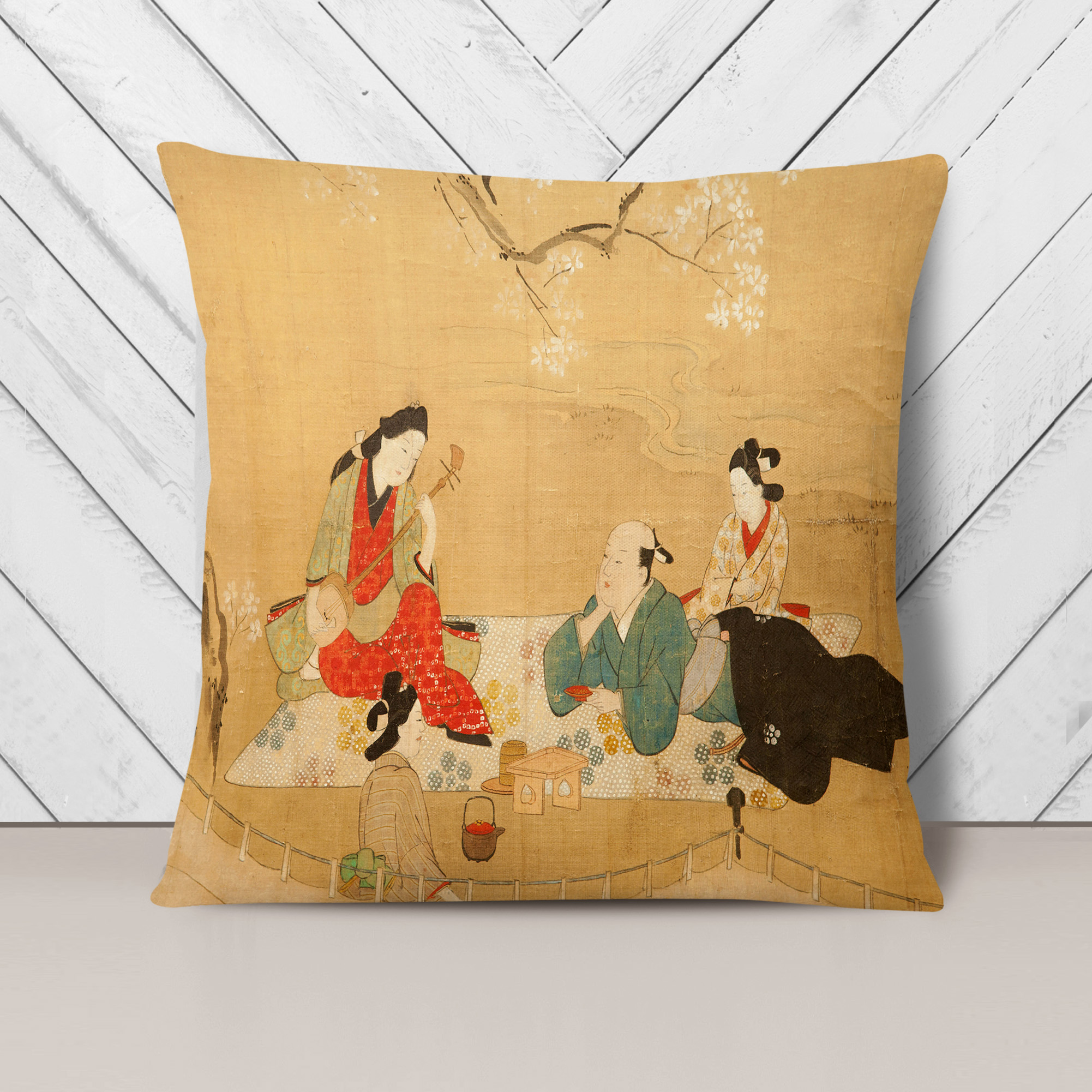 Plump Cushion Miyagawa Choshun Cherry Blossom Japanese Scatter Throw Pillow - Picture 6 of 13