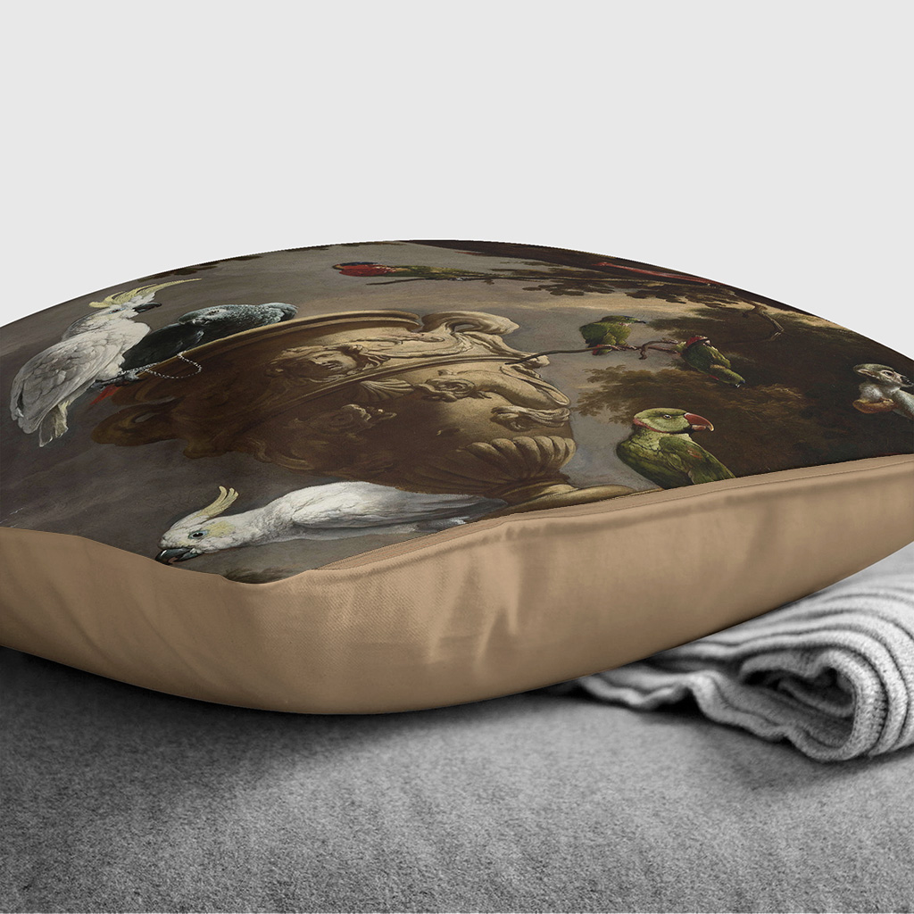 Plump Cushion Melchior d'Hondecoeter Monkeys and Birds Scatter Throw Pillow - Picture 9 of 13