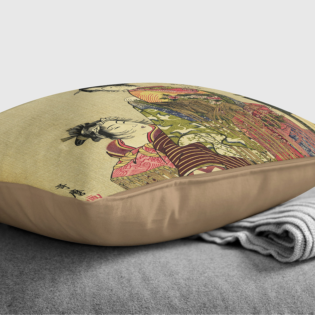 Plump Cushion Kitagawa Utamaro Vintage Japanese Oriental (13) Throw Pillow - Picture 9 of 13