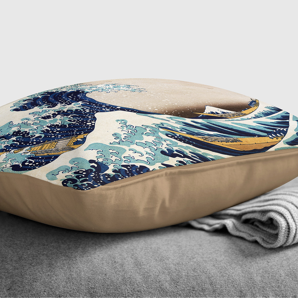 Plump Cushion Hokusai Under the Great Wave of off Kanagawa Scatter Throw Pillow - Picture 9 of 13