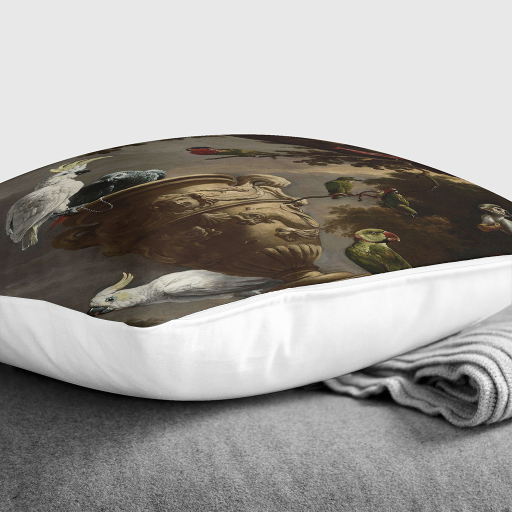 Plump Cushion Melchior d'Hondecoeter Monkeys and Birds Scatter Throw Pillow - Picture 7 of 13