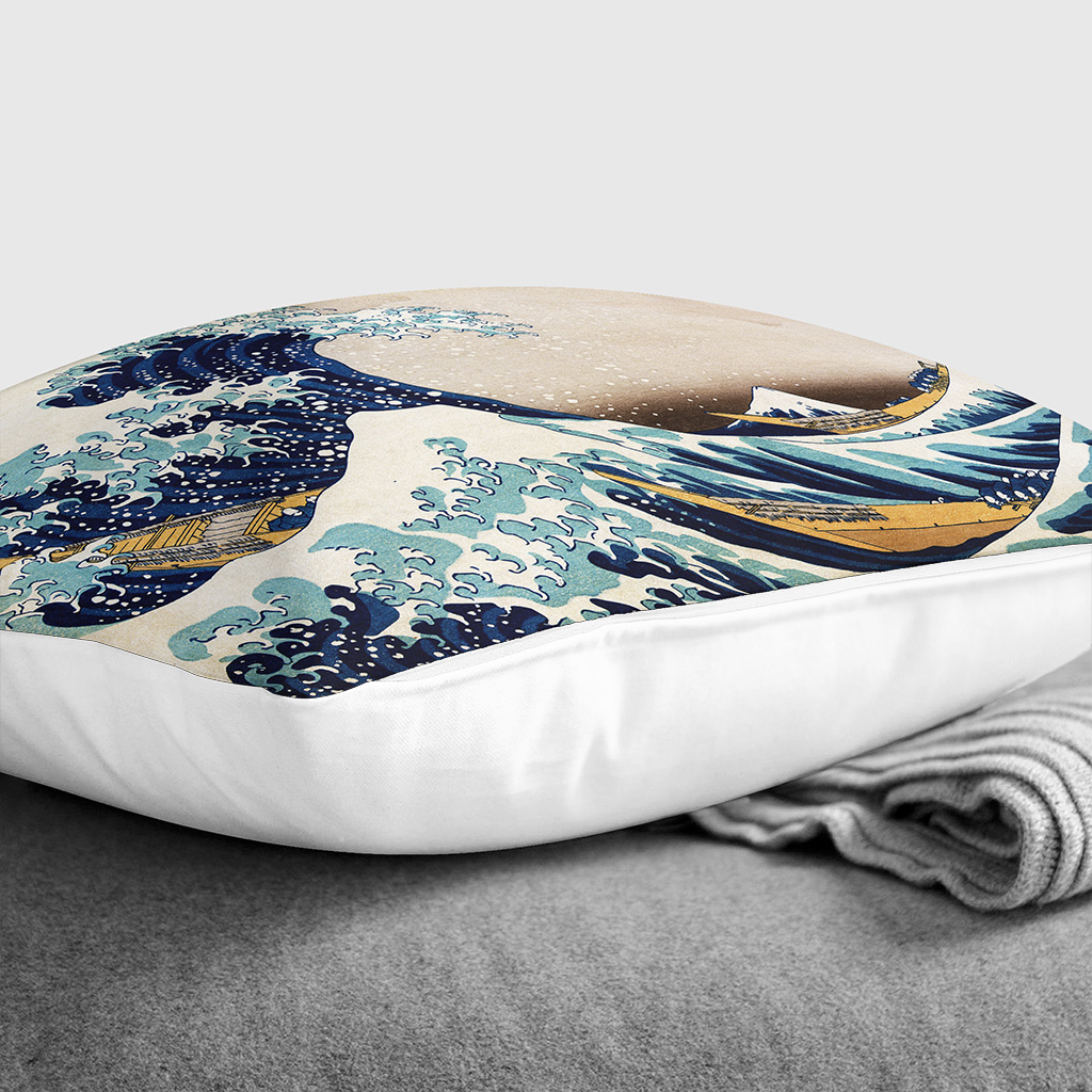 Plump Cushion Hokusai Under the Great Wave of off Kanagawa Scatter Throw Pillow - Picture 7 of 13