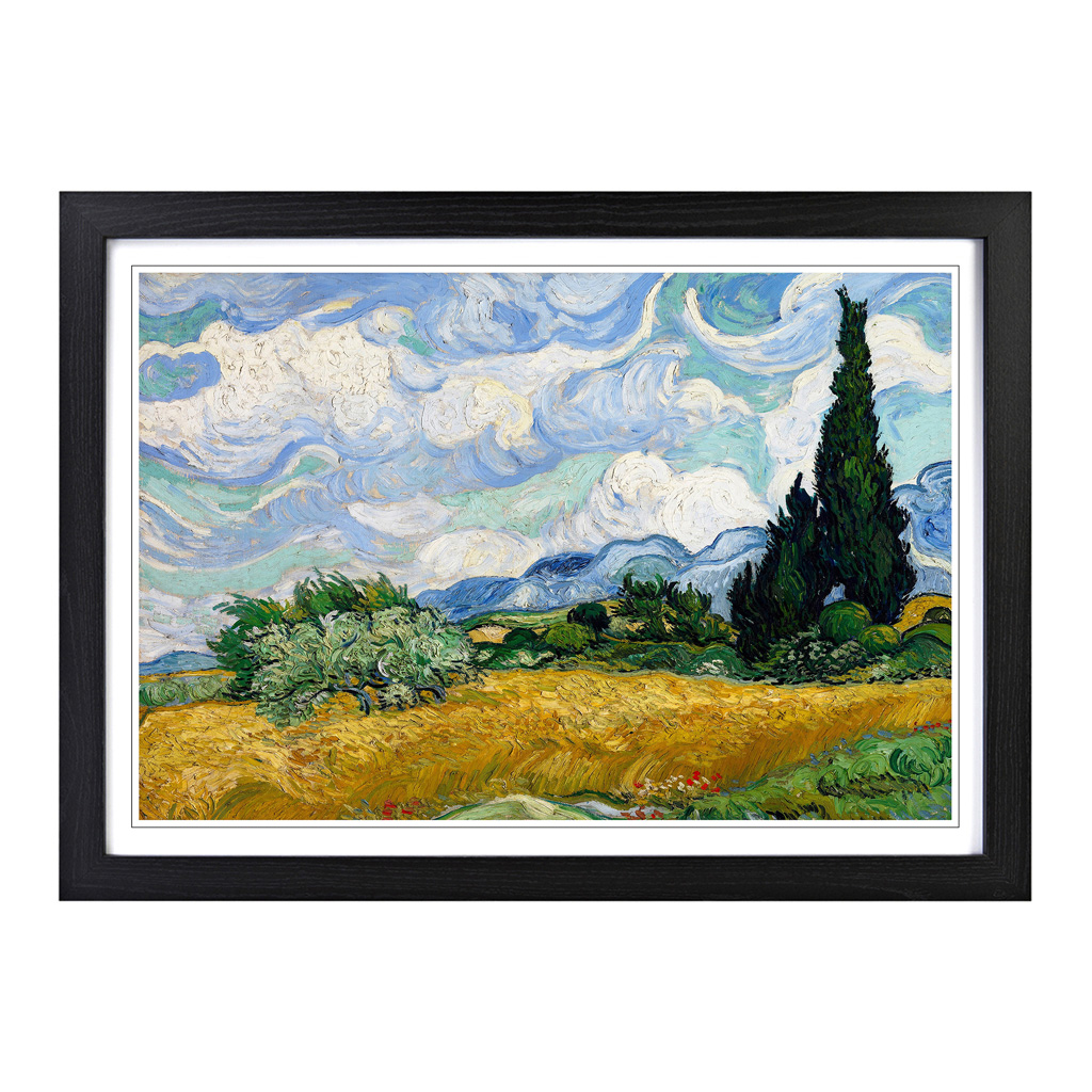 Vincent Van Gogh Wheat Field With Cypresses Wall Art Print Framed Canvas Picture