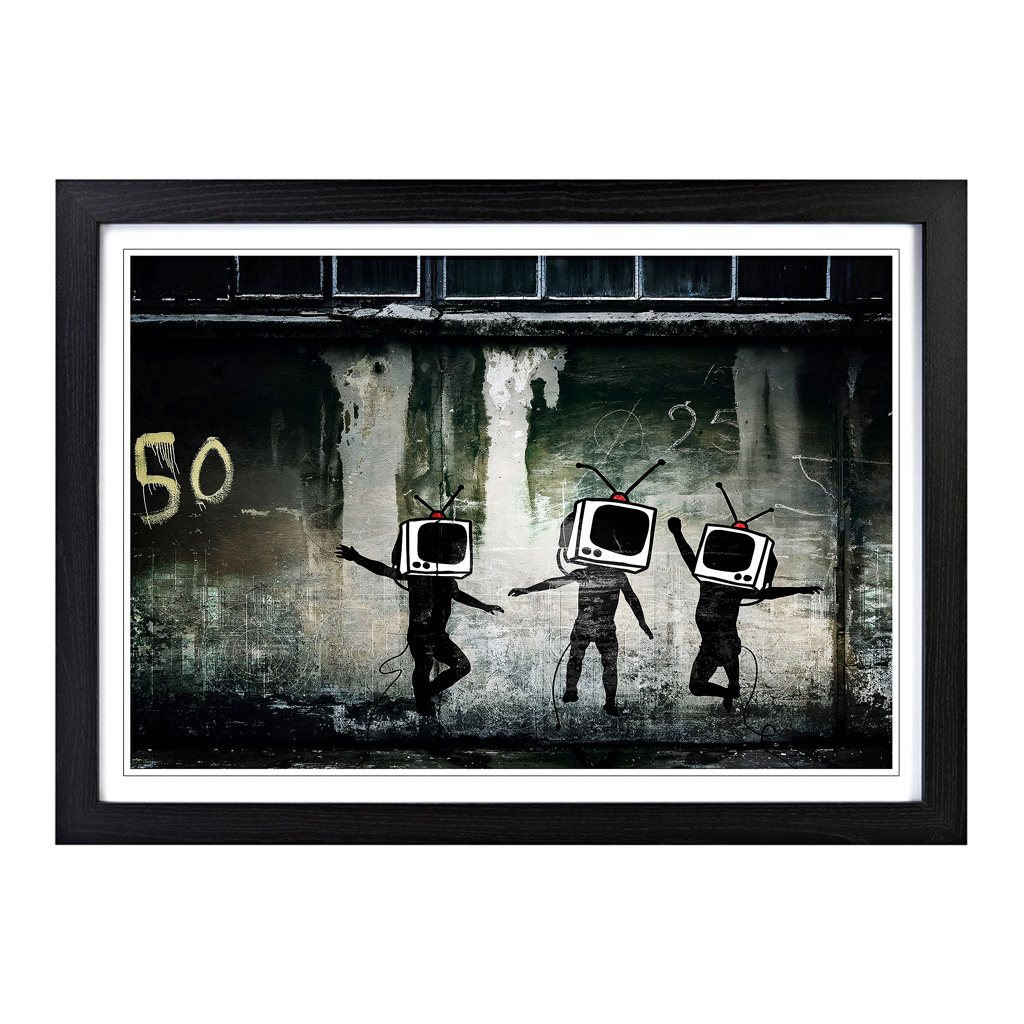 Banksy Tv Heads Graffiti Wall Art Print Framed Canvas Picture Poster Decor - Picture 5 of 7