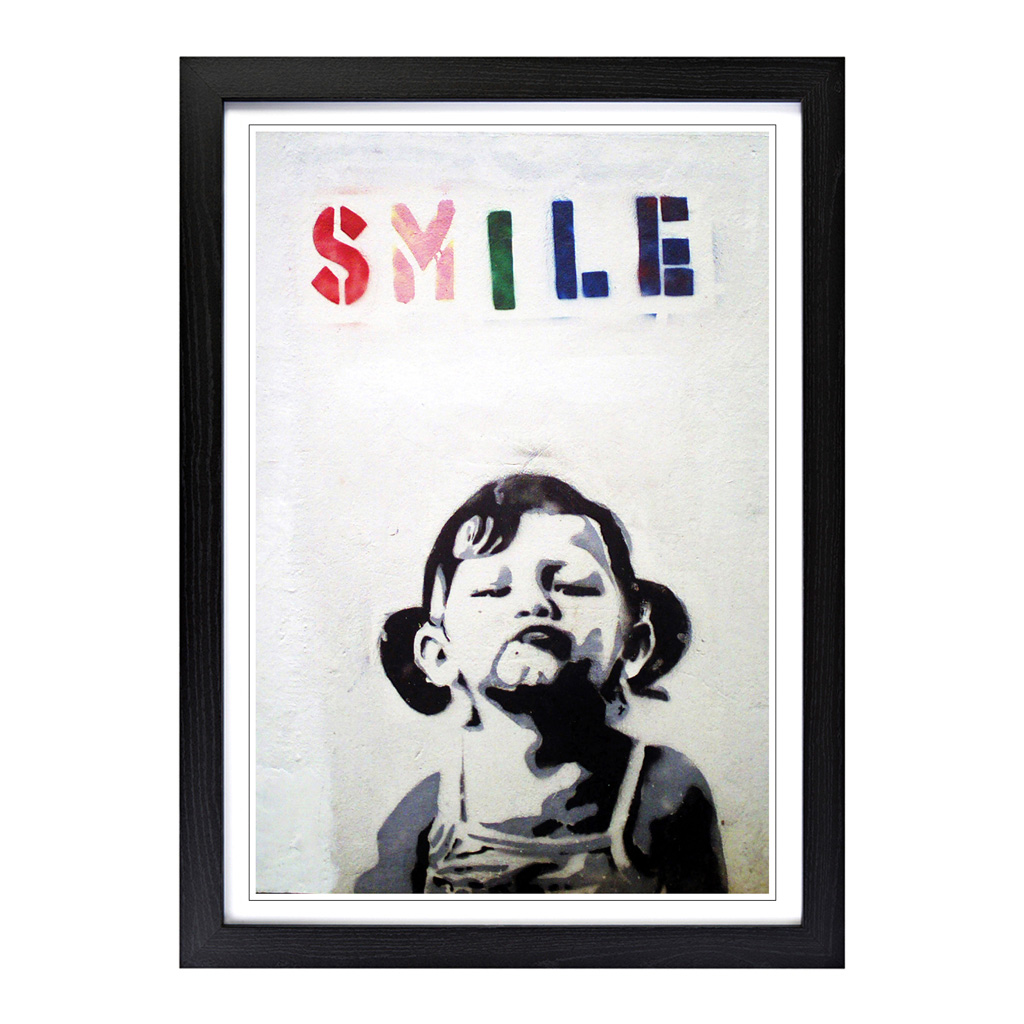Banksy Smile Graffiti Wall Art Print Framed Canvas Picture Poster Decor - Picture 5 of 7