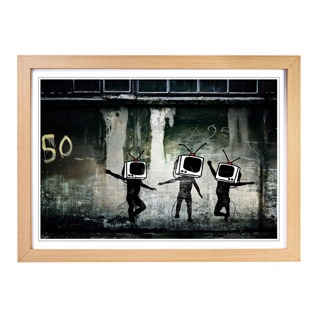 Banksy Tv Heads Graffiti Wall Art Print Framed Canvas Picture Poster Decor - Picture 6 of 7