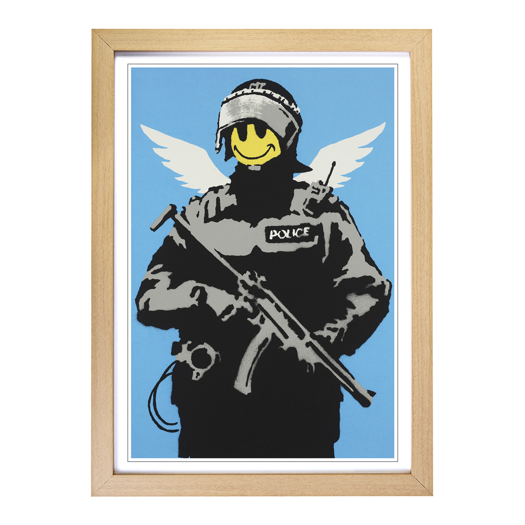 Banksy Smiley Copper Wall Graffiti Wall Art Print Framed Canvas Picture Poster