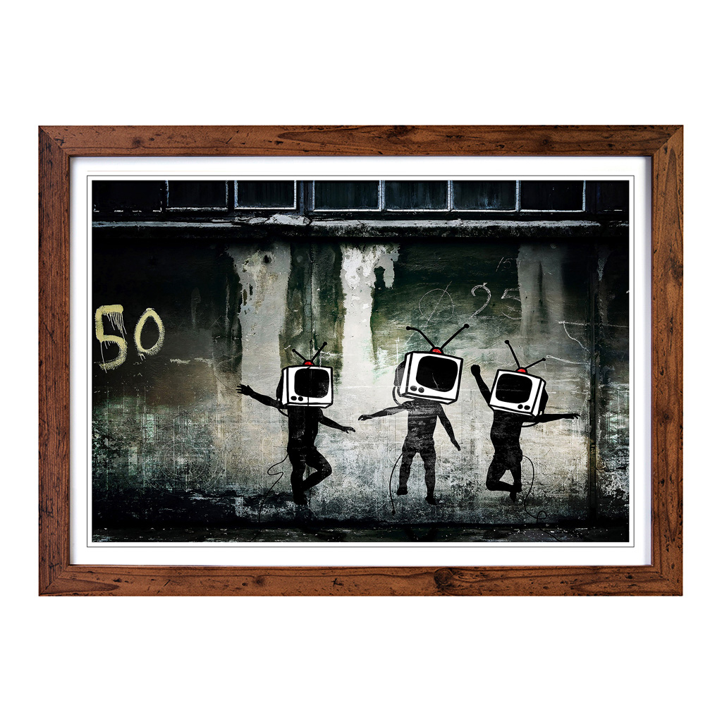 Banksy Tv Heads Graffiti Wall Art Print Framed Canvas Picture Poster Decor - Picture 7 of 7