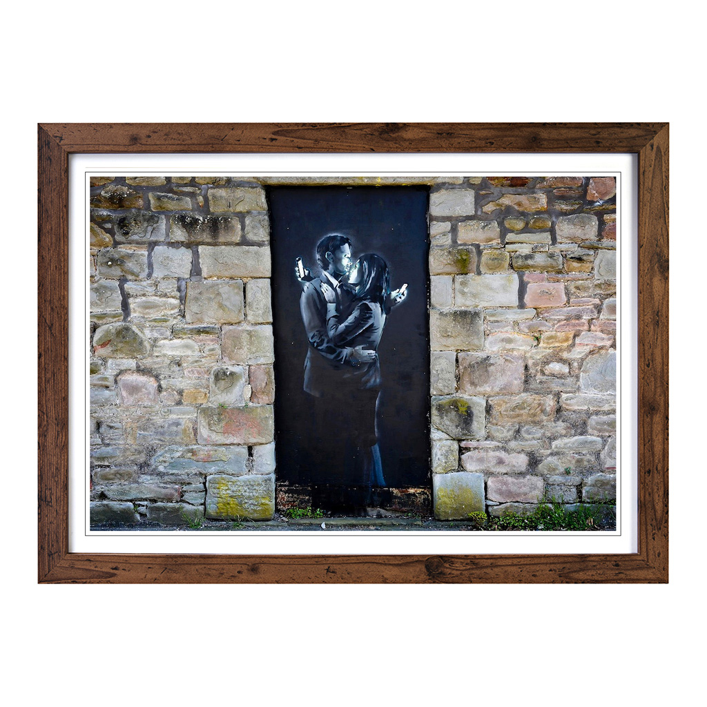 Mobile Lovers Banksy Graffiti Wall Art Print Framed Canvas Picture Poster Decor - Picture 7 of 7