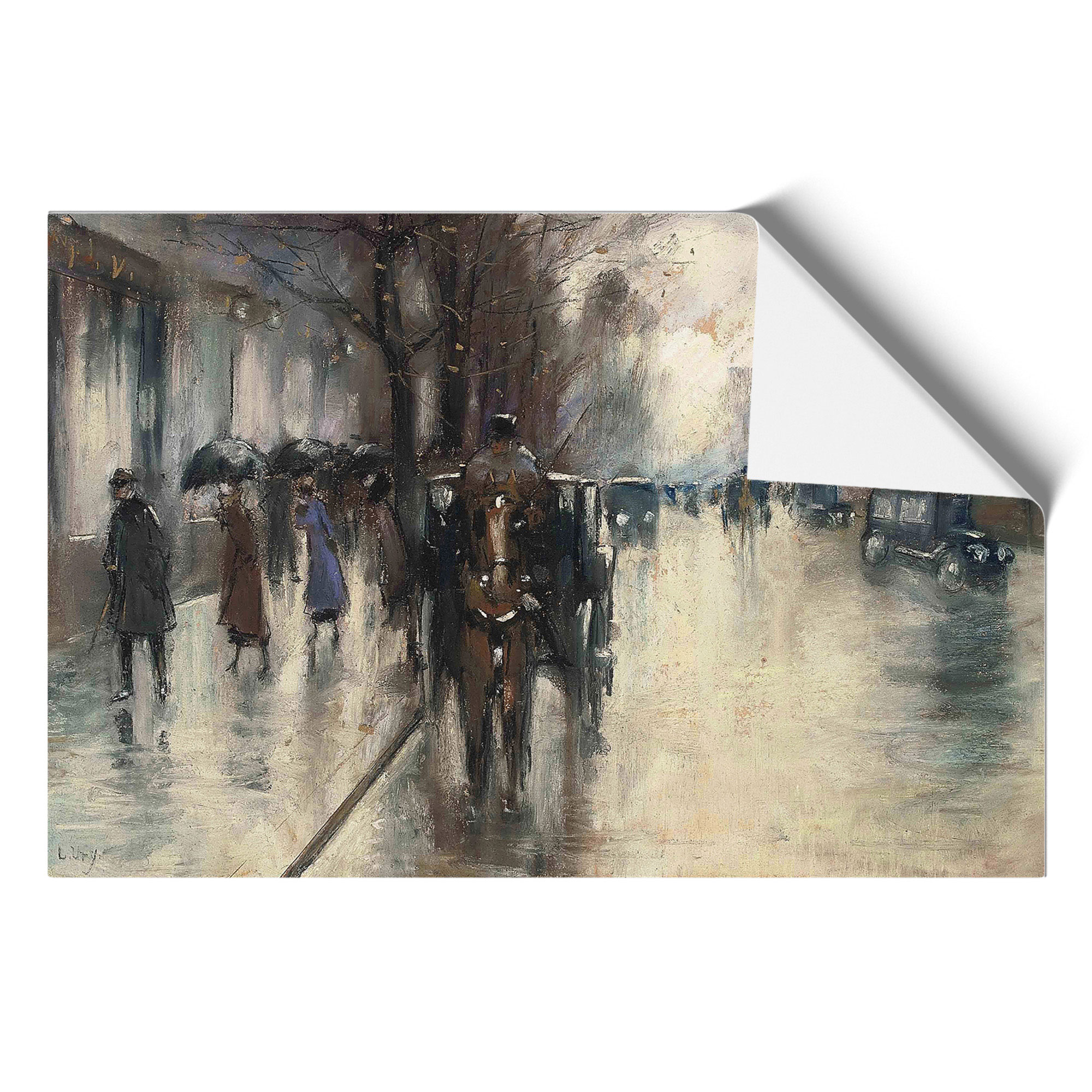 Unter den Linden von Lesser Ury Gerahmte Leinwand Wandbild Kunstdruck Poster Bild - Bild 9 von 9
