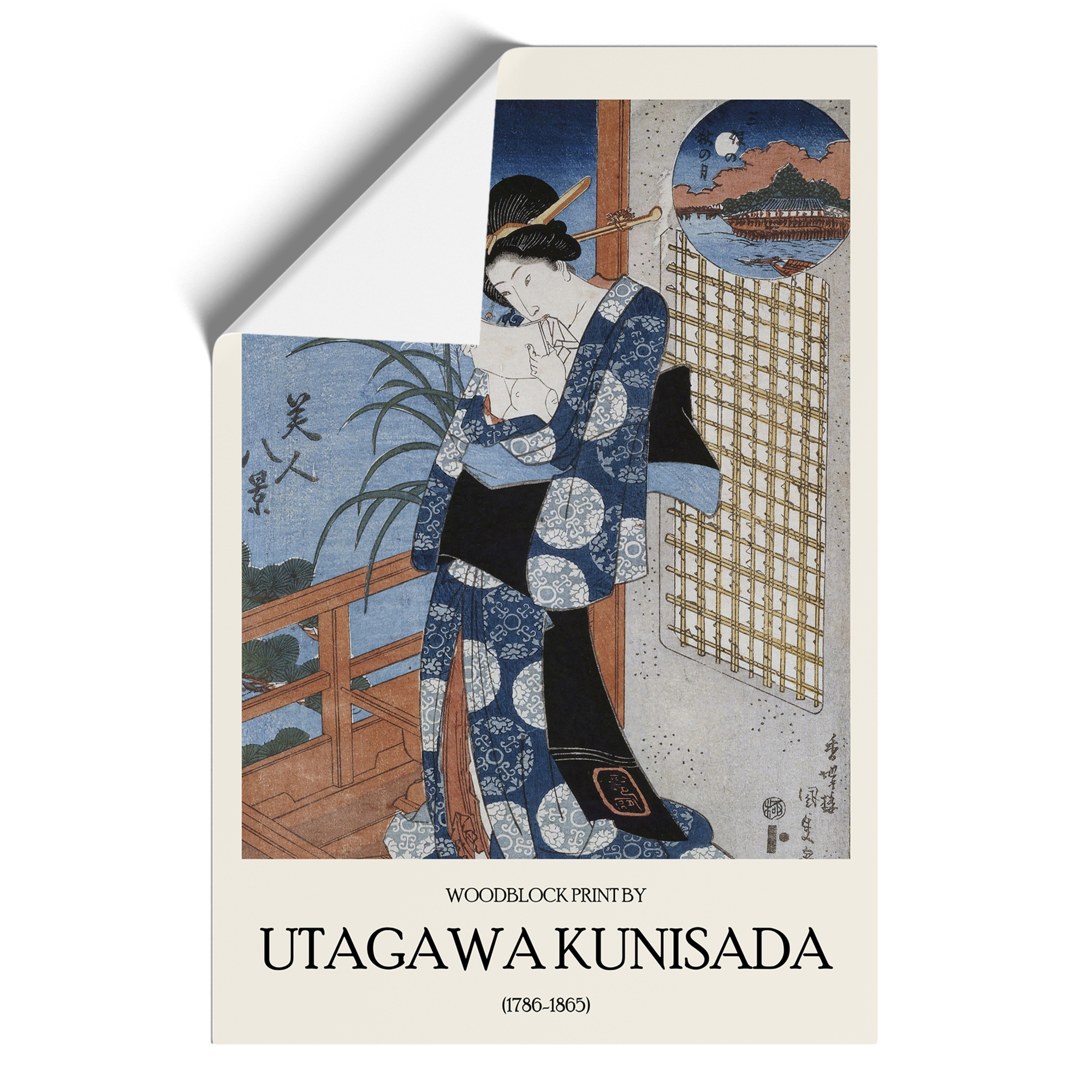 Herbstmond über Miho von Utagawa Kunisada Ausstellung gerahmte Leinwand Wandbild - Bild 9 von 9