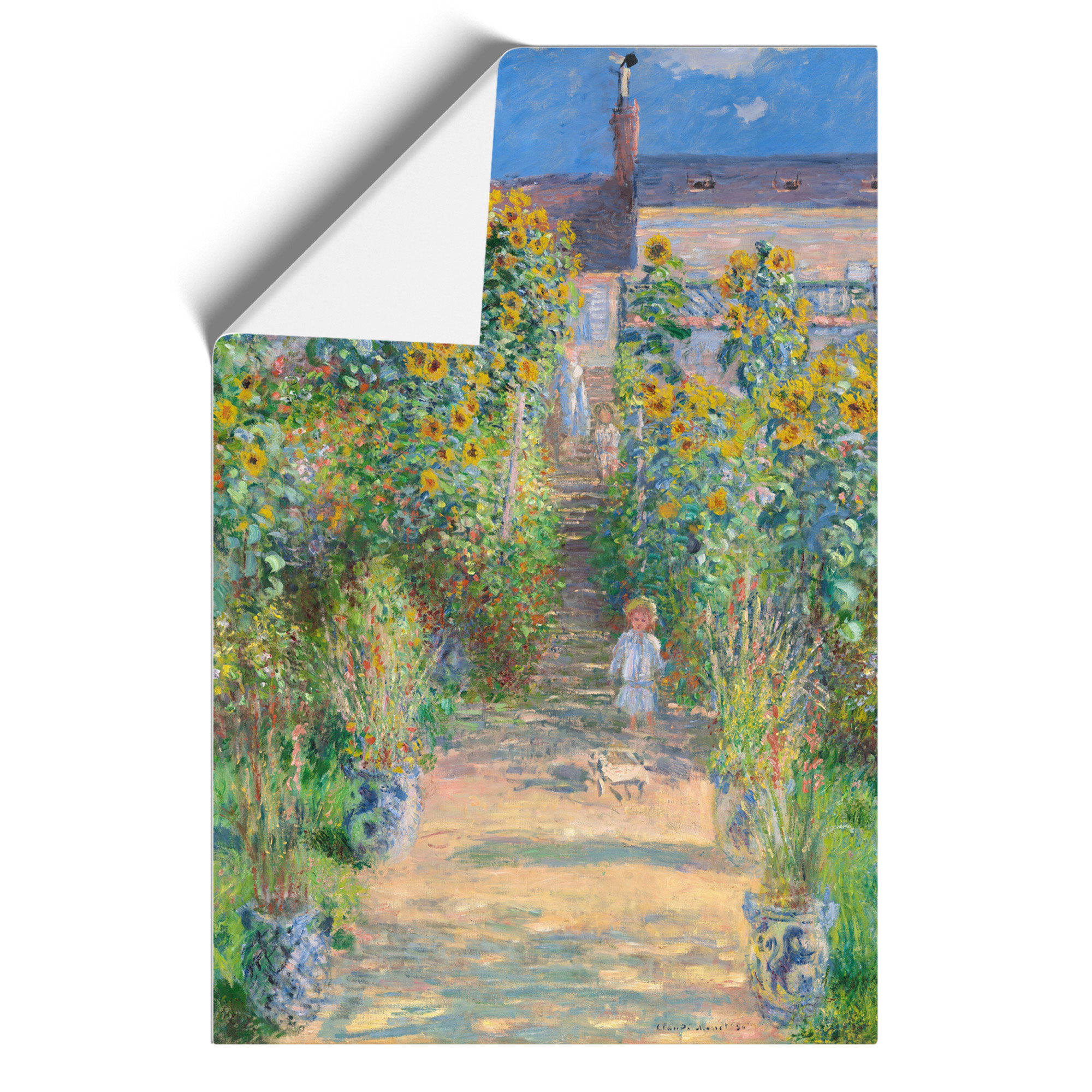 Quadro poster stampa arte parete tela incorniciato Garden At Vetheuil di Claude Monet - Foto 9 di 9
