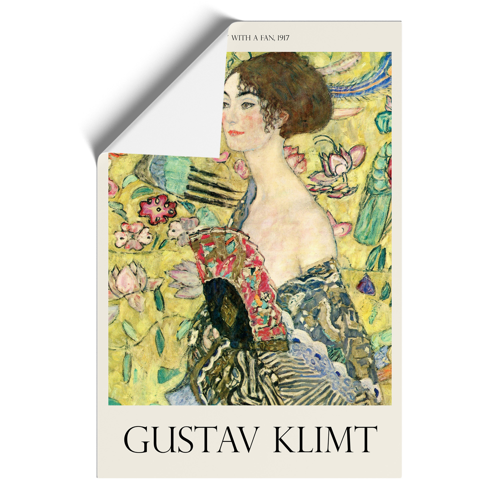 Lady With A Fan Print By Gustav Klimt Exhibition Framed Canvas Wall Art Print - Picture 9 of 9