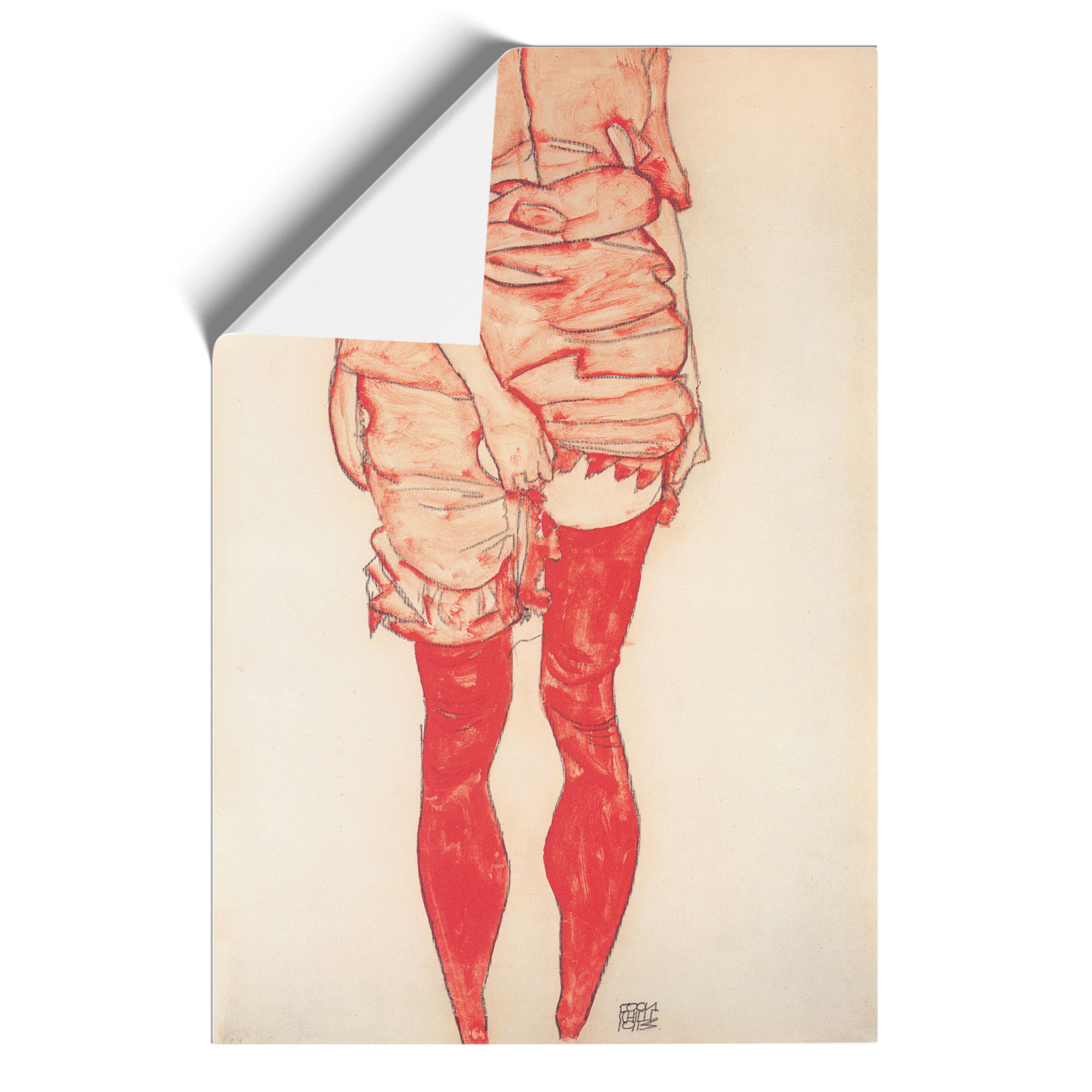 Stehende Frau in Rot von Egon Schiele gerahmte Leinwand Wandbild Kunstdruck Poster Bild - Bild 9 von 9
