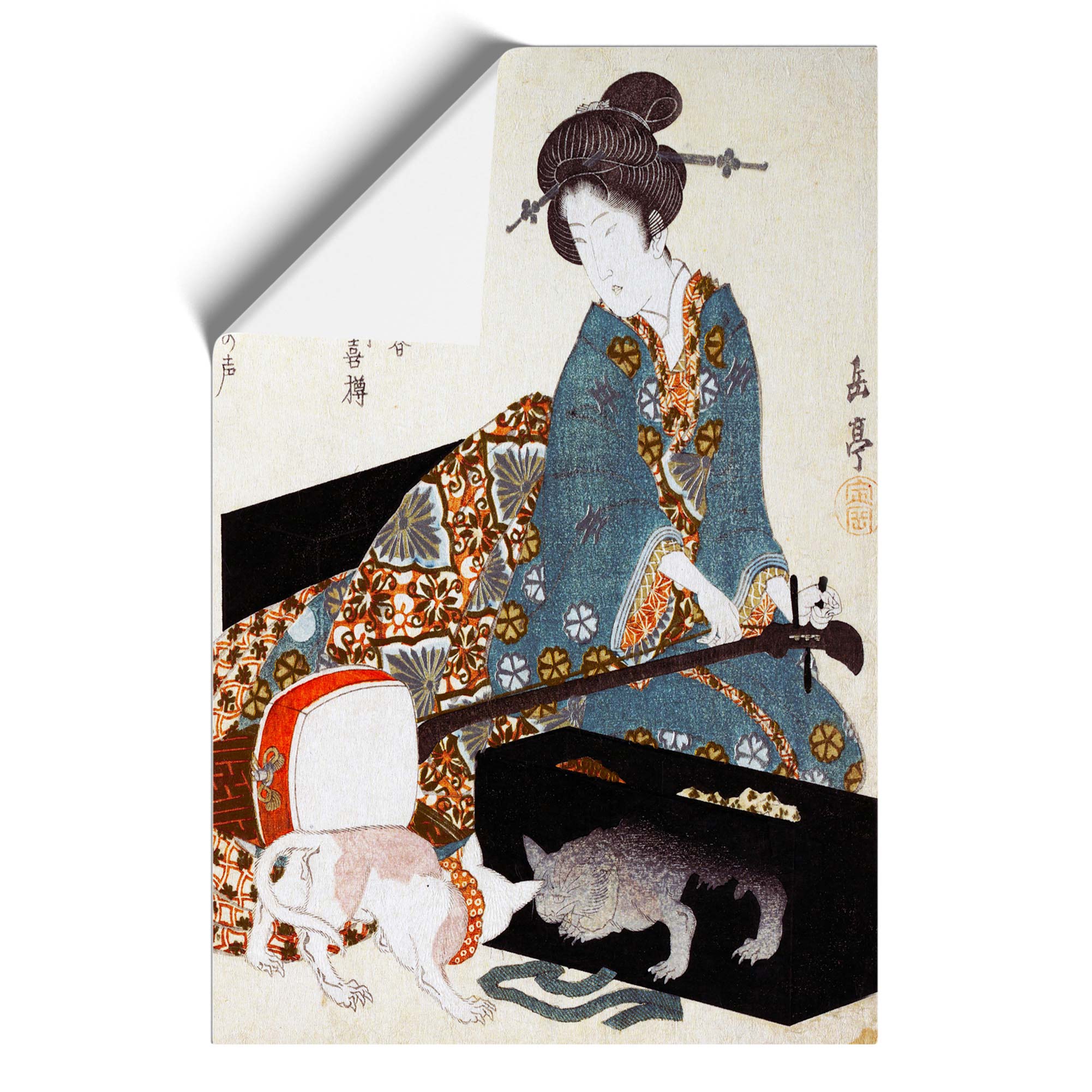Woman with a Cat Framed Canvas Wall Art Print Poster Picture, Home Decor - Picture 9 of 9