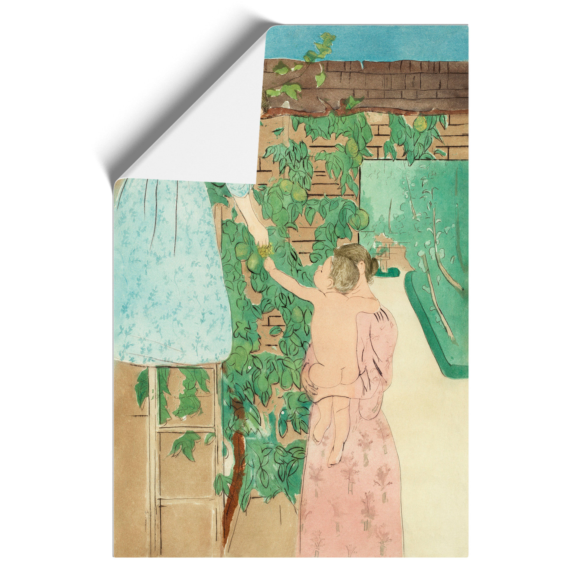 Gathering Fruit By Mary Cassatt Framed Canvas Wall Art Print Poster Picture - Bild 9 von 9