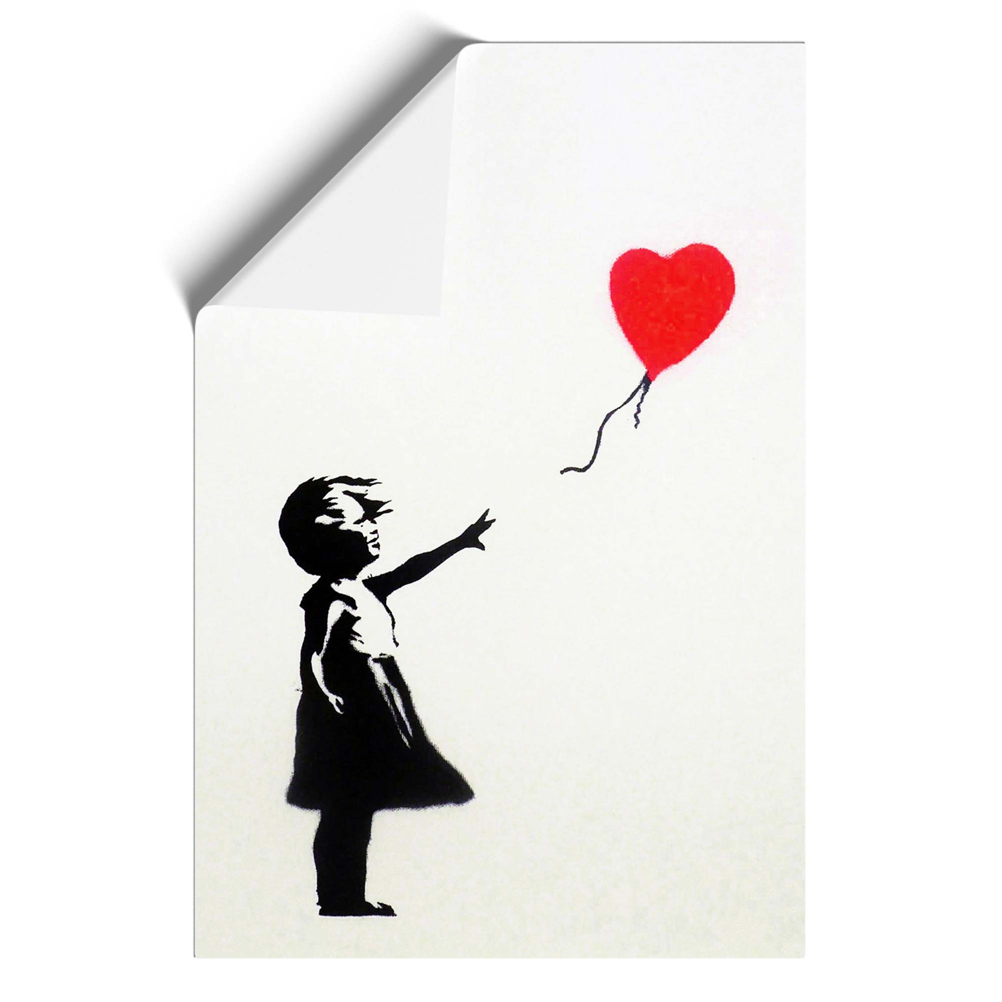 Niña con globo rojo graffiti arte de pared impresión enmarcado lienzo cuadro póster decoración - Imagen 9 de 9