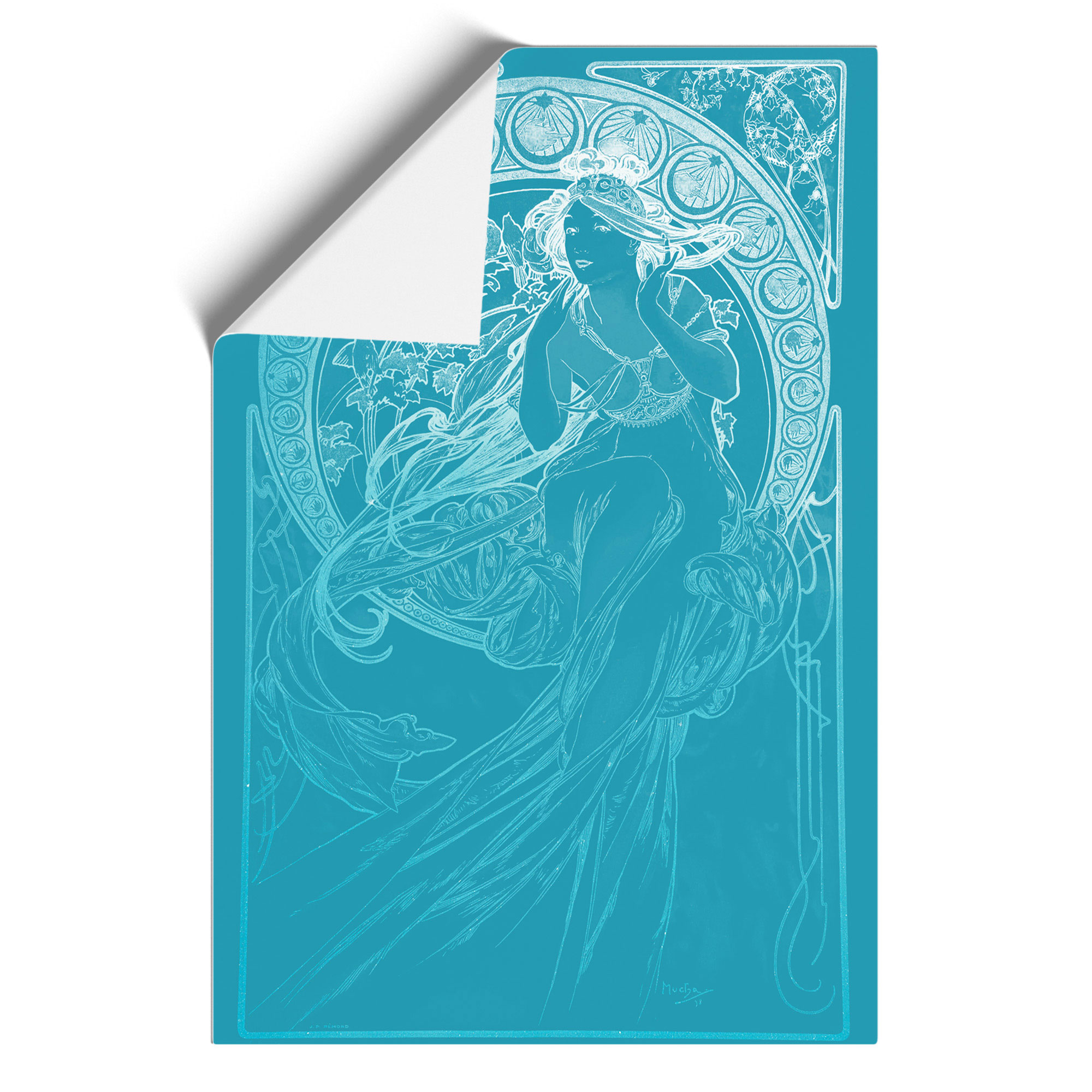 Mucha In Blue Alphonse Mucha Framed Wall Art Print Large Picture